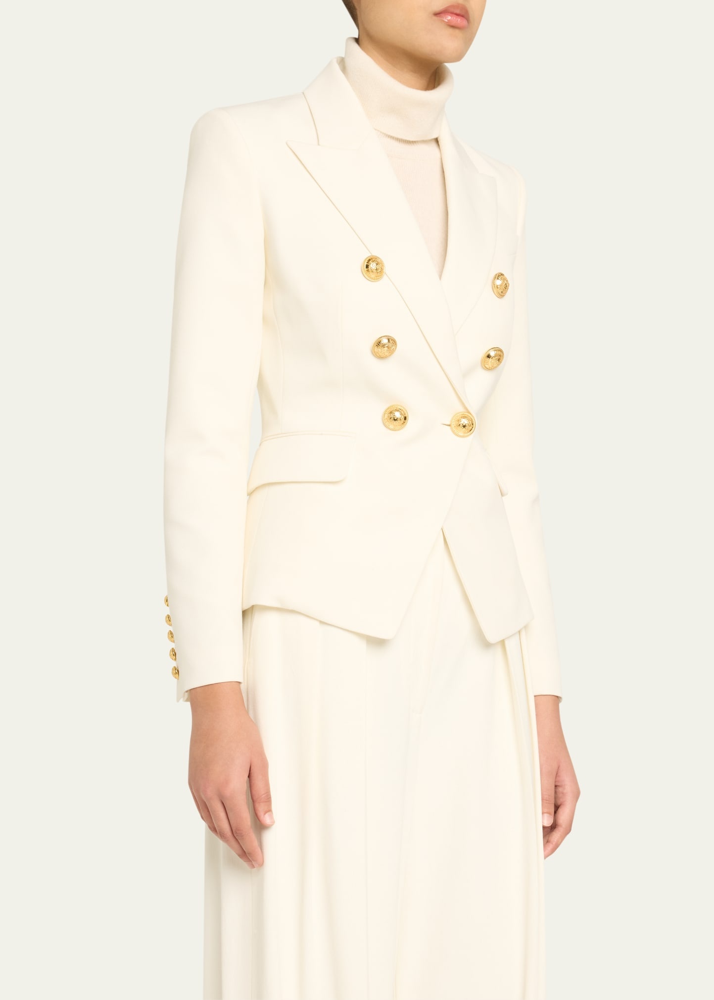 Classic Double-Breasted Fitted Wool Jacket - 4