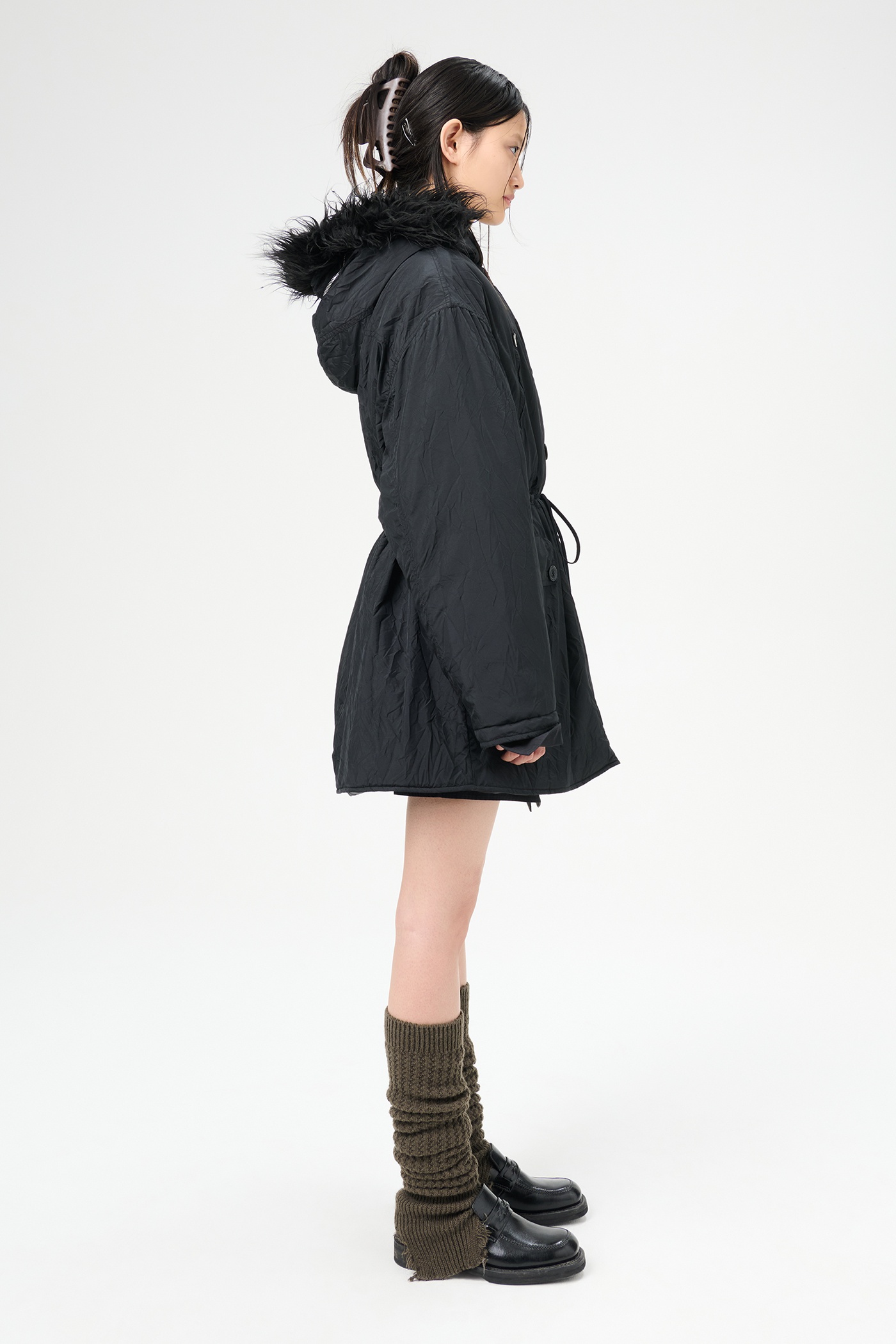 Subtle Parka Shining Black Crinkle Solaro - 3