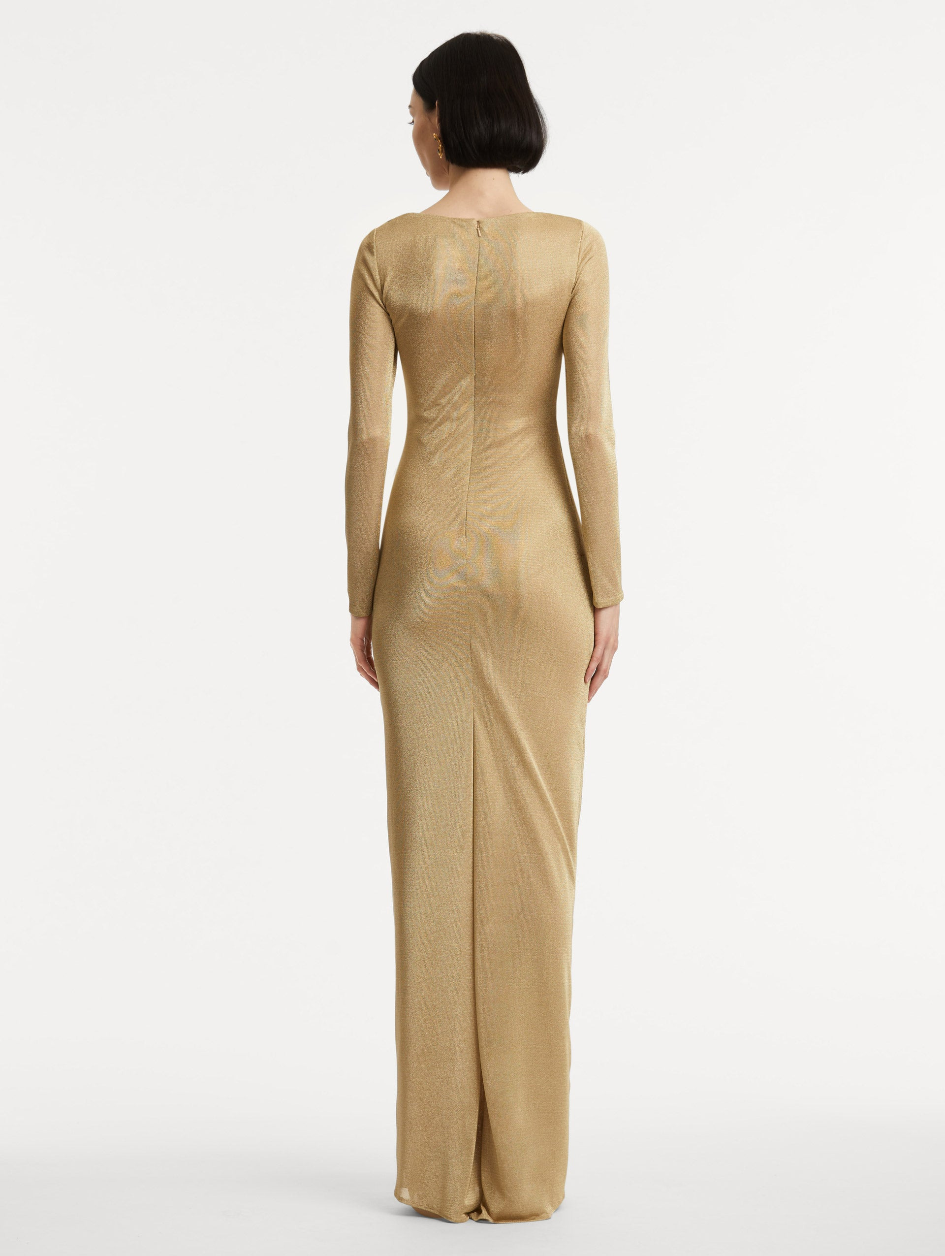 METALLIC JERSEY DRAPED GOWN - 3