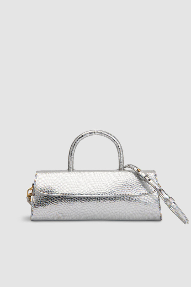 Mini Longa Silver Disco Leather Top-Handle Bag 3