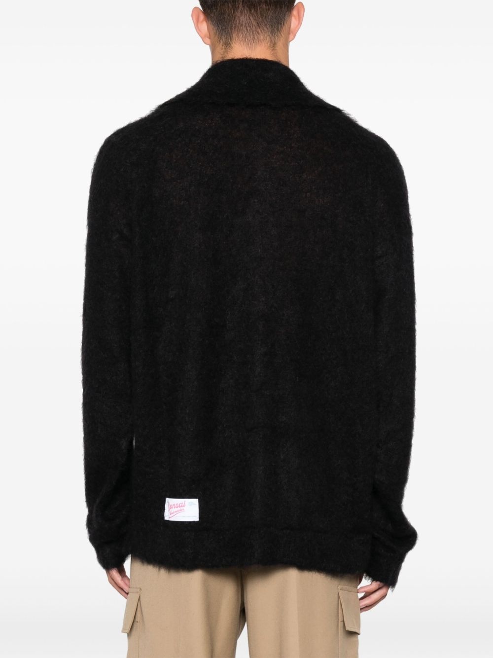 logo-patch buttoned cardigan - 4