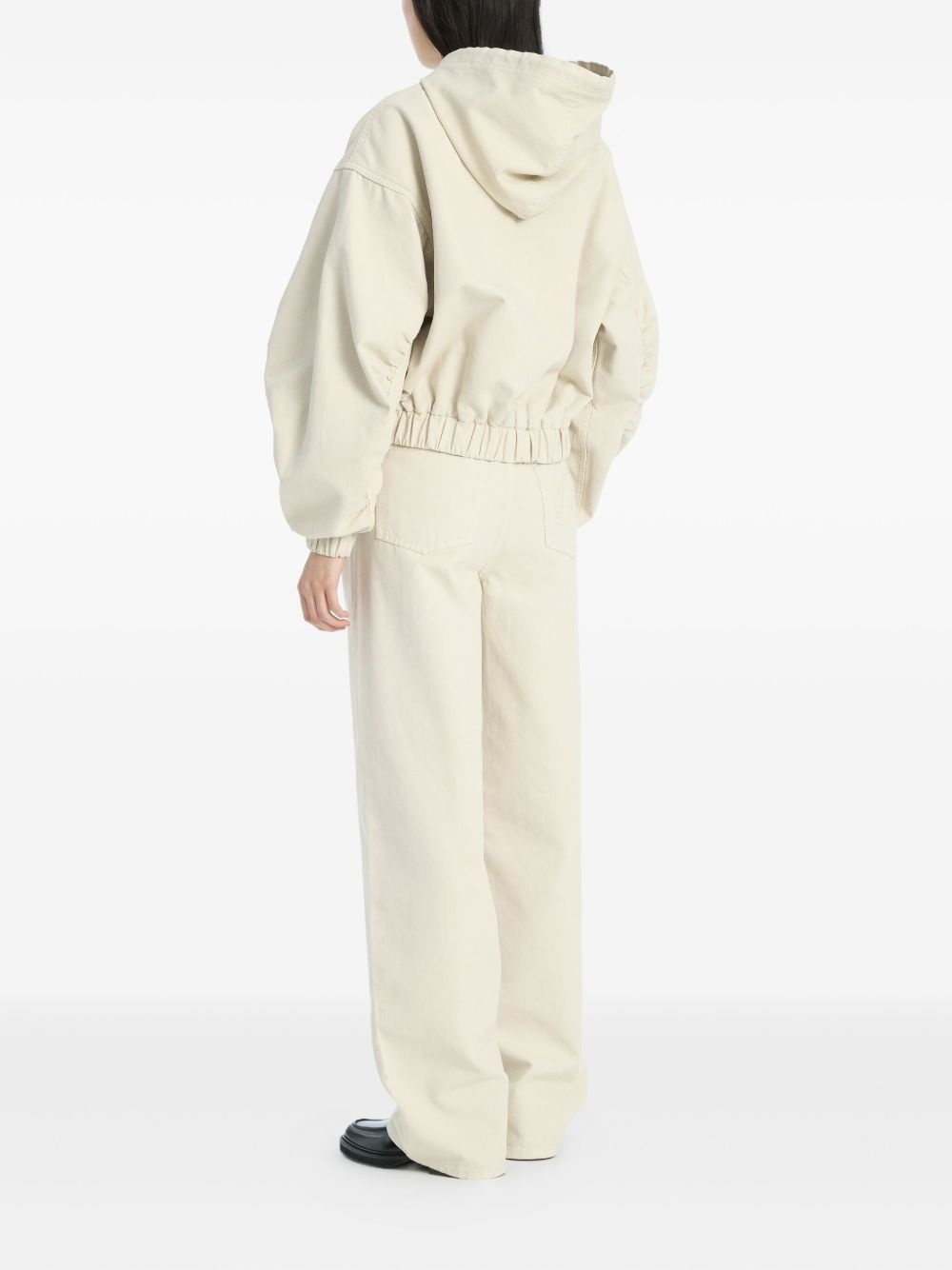 R-embroidery cotton straight-leg jeans - 3