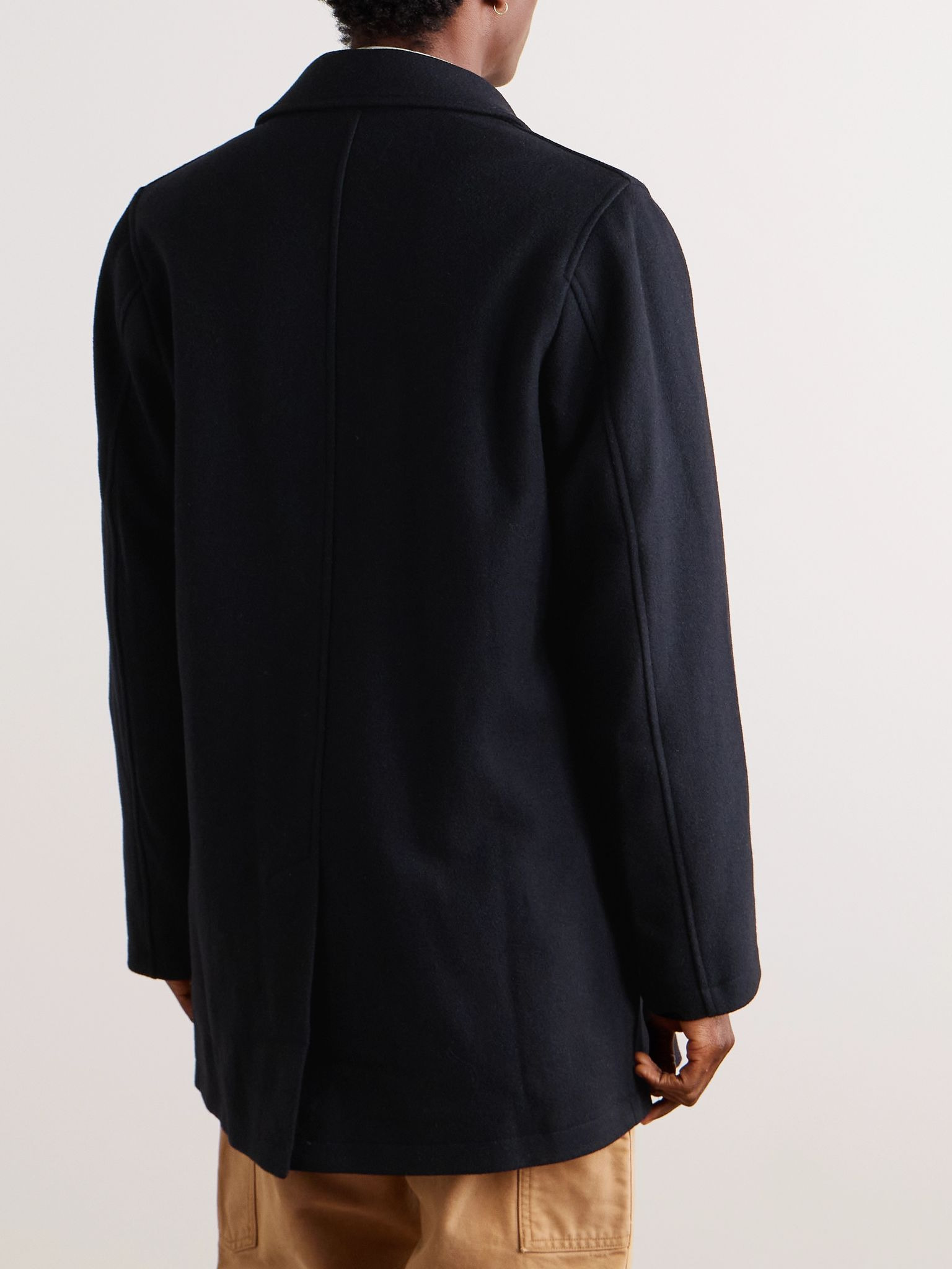 Albion Double-Breasted Felt Coat Navy - 4