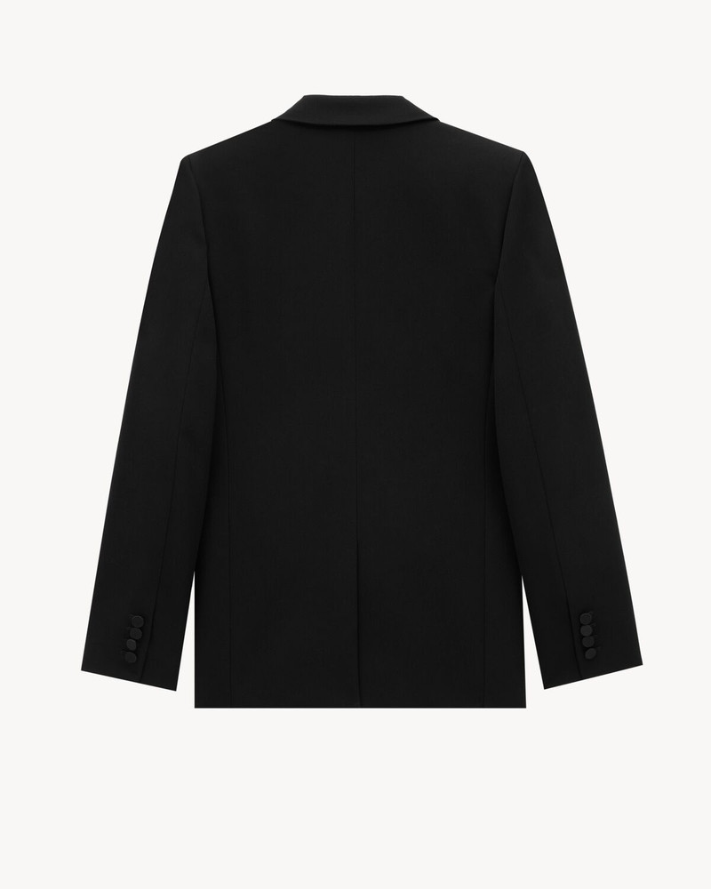 SAINT LAURENT TUXEDO JACKET IN GRAIN DE POUDRE outlook