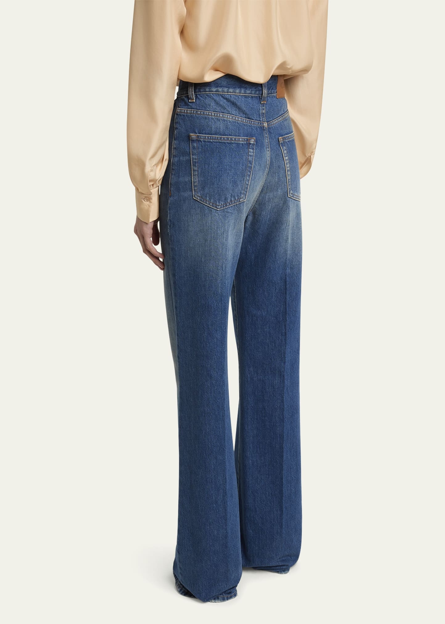 High-Waisted Flared Jeans with Flap Pockets - 3
