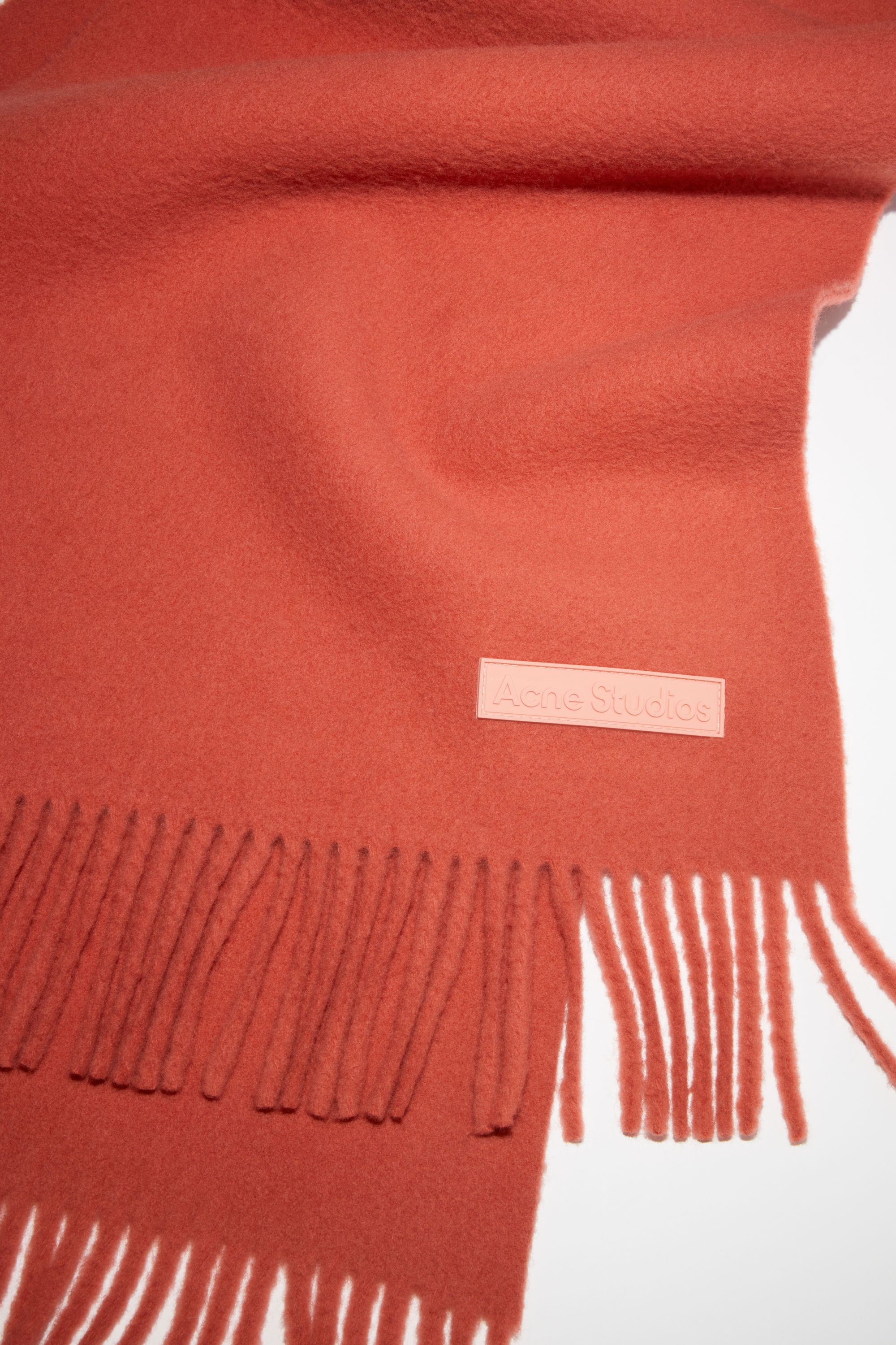 Wool fringe scarf - Coral red - 4