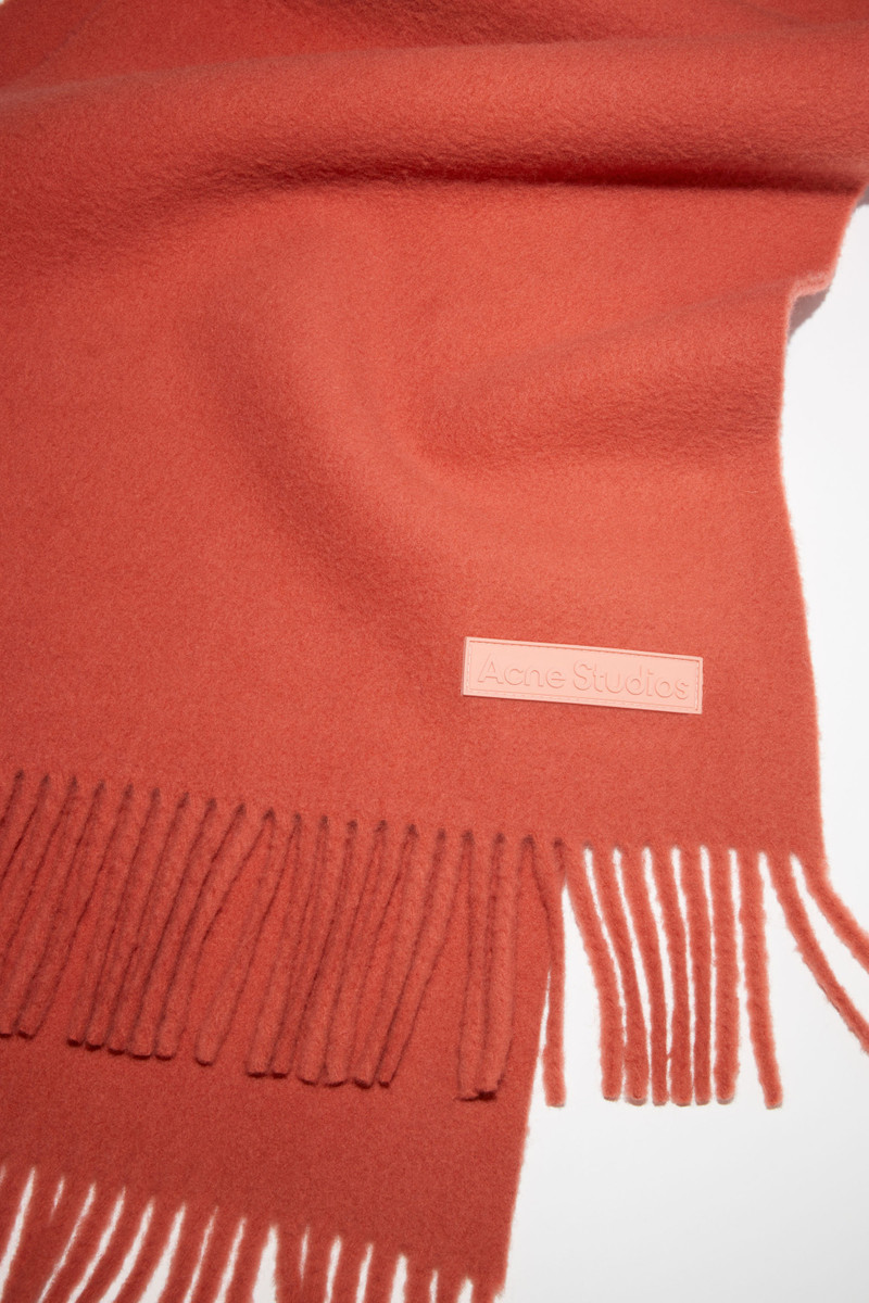 Wool fringe scarf - Coral red 4