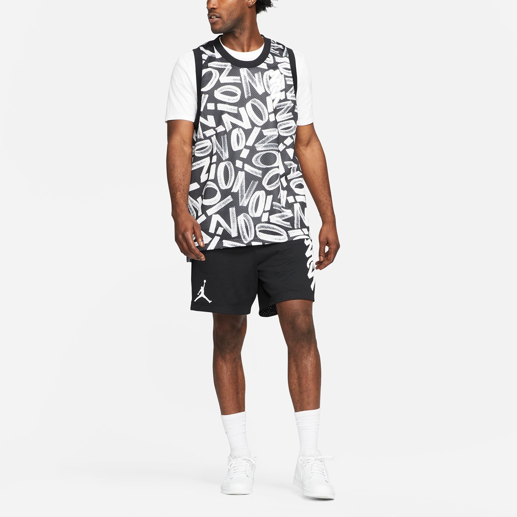 Air Jordan Dri-FIT Zion Letter Printed Basketball Sports Net Ventilate Quick-dry Vest Men's Black DH - 5