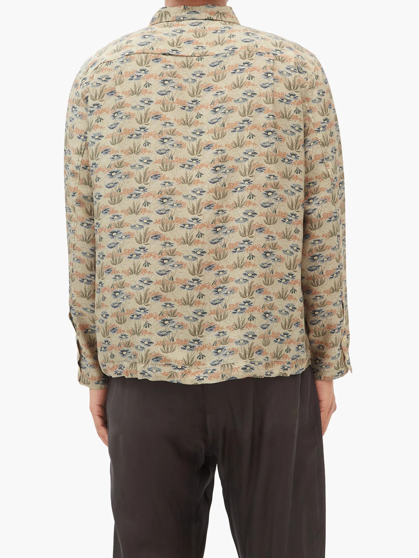 Joel drawcord-hem embroidered silk overshirt - 5