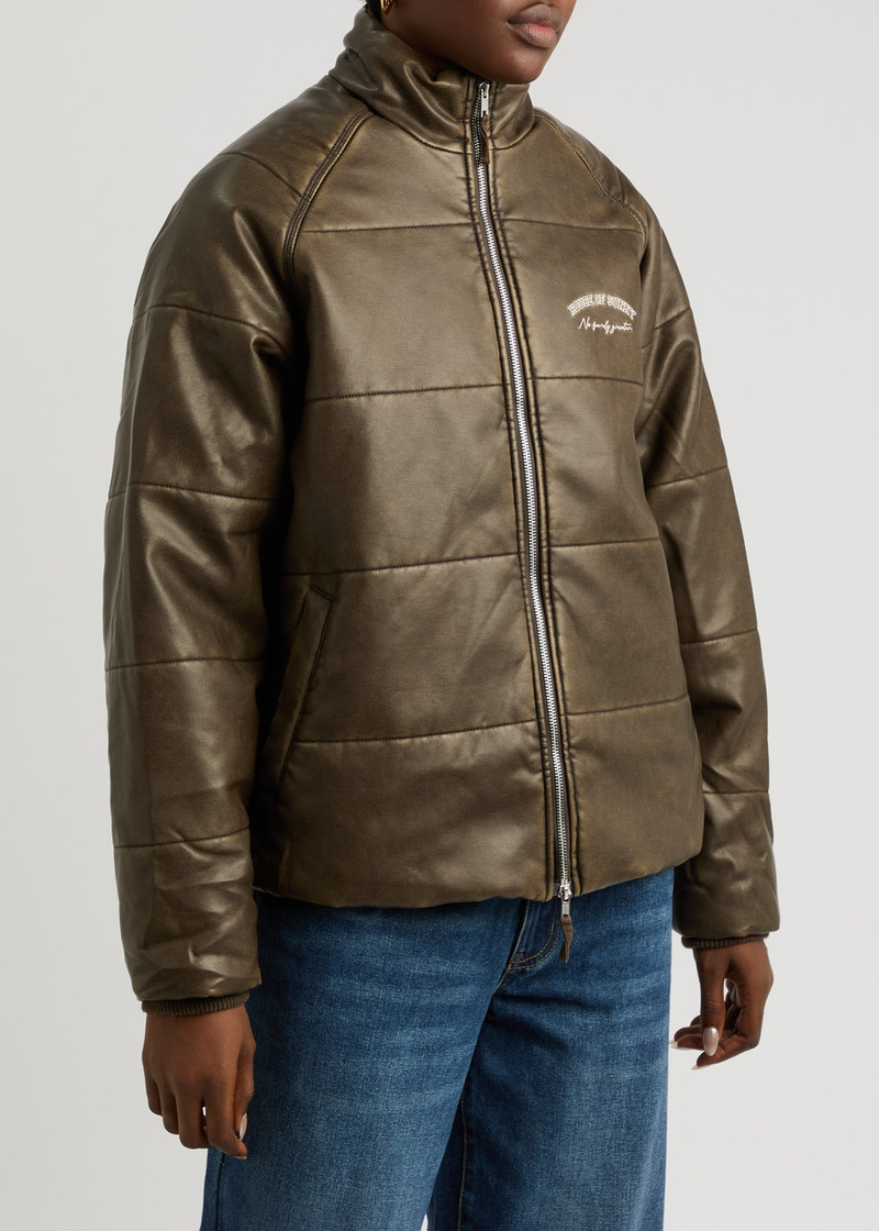 House of Sunny House OF Sunny Logo-embroidered Quilted Faux Leather Jacket outlook
