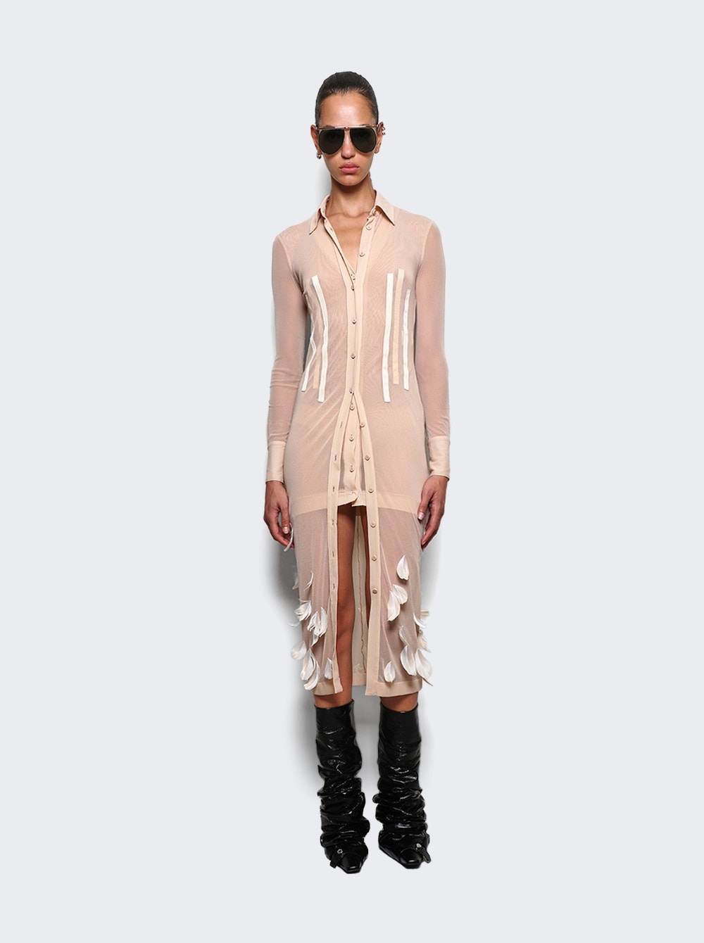 Layered Cardigan Dress Pale Pink - 3