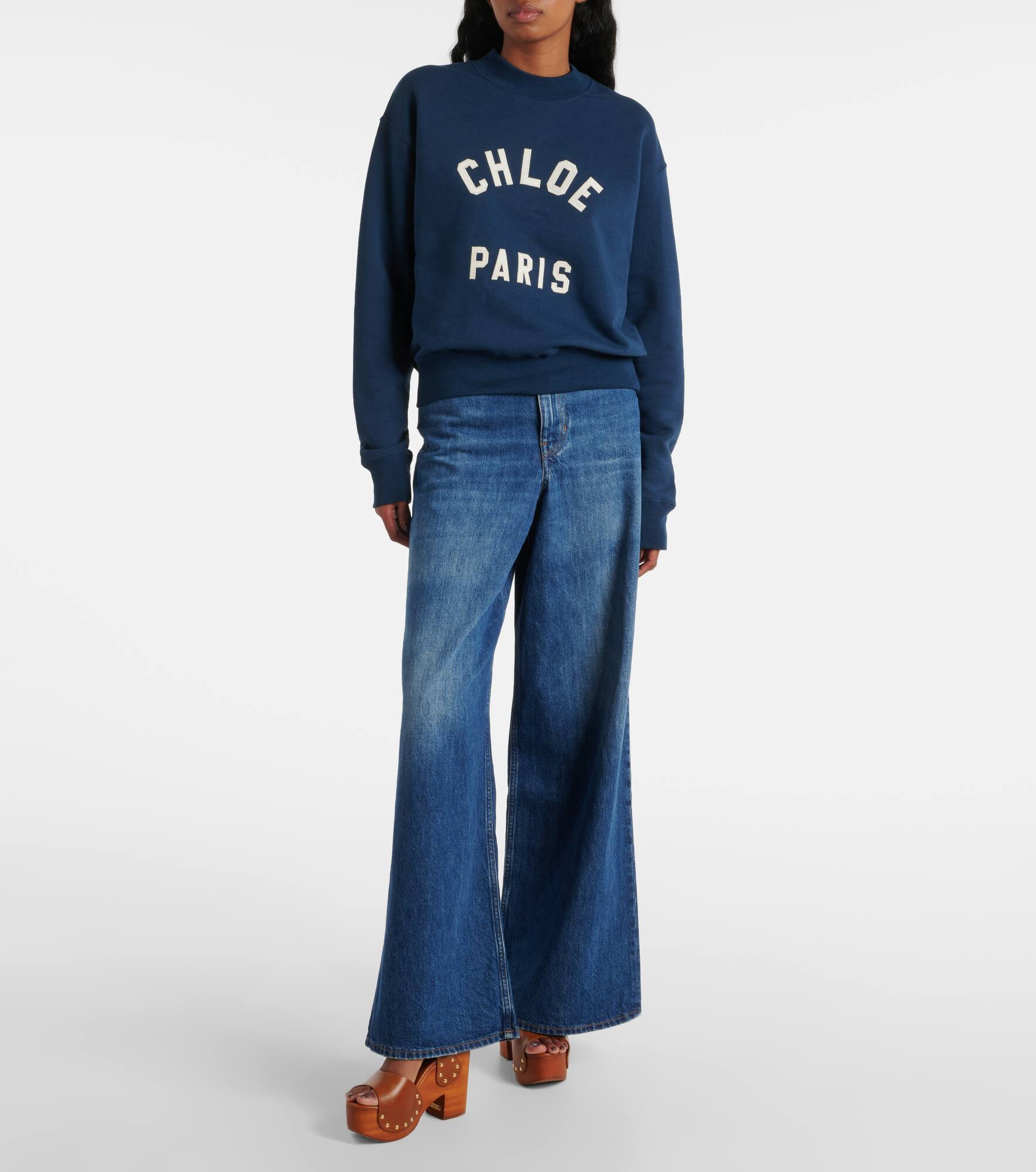 Logo cotton fleece sweatshirt - 2