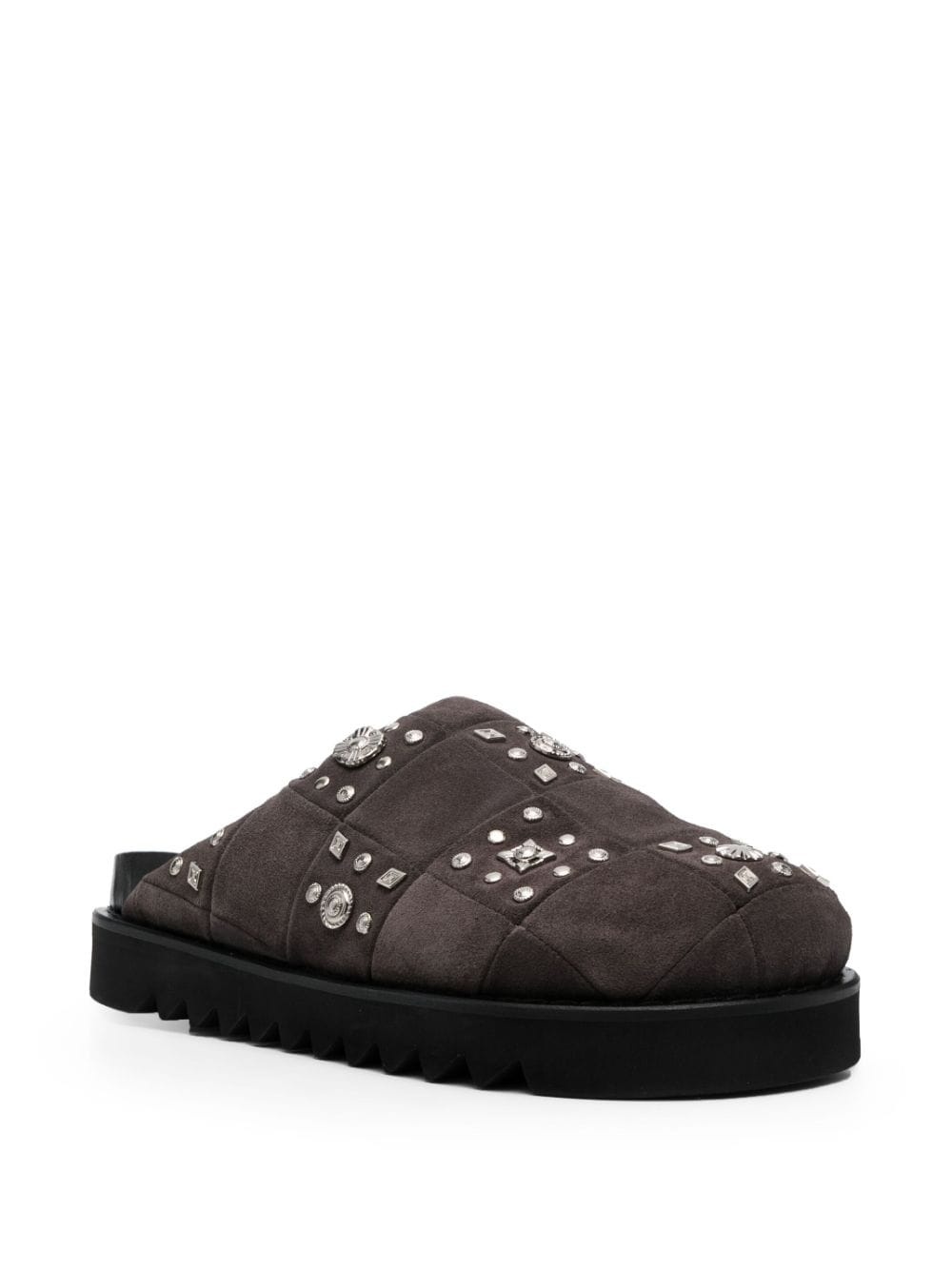 stud-embellished suede slippers - 2