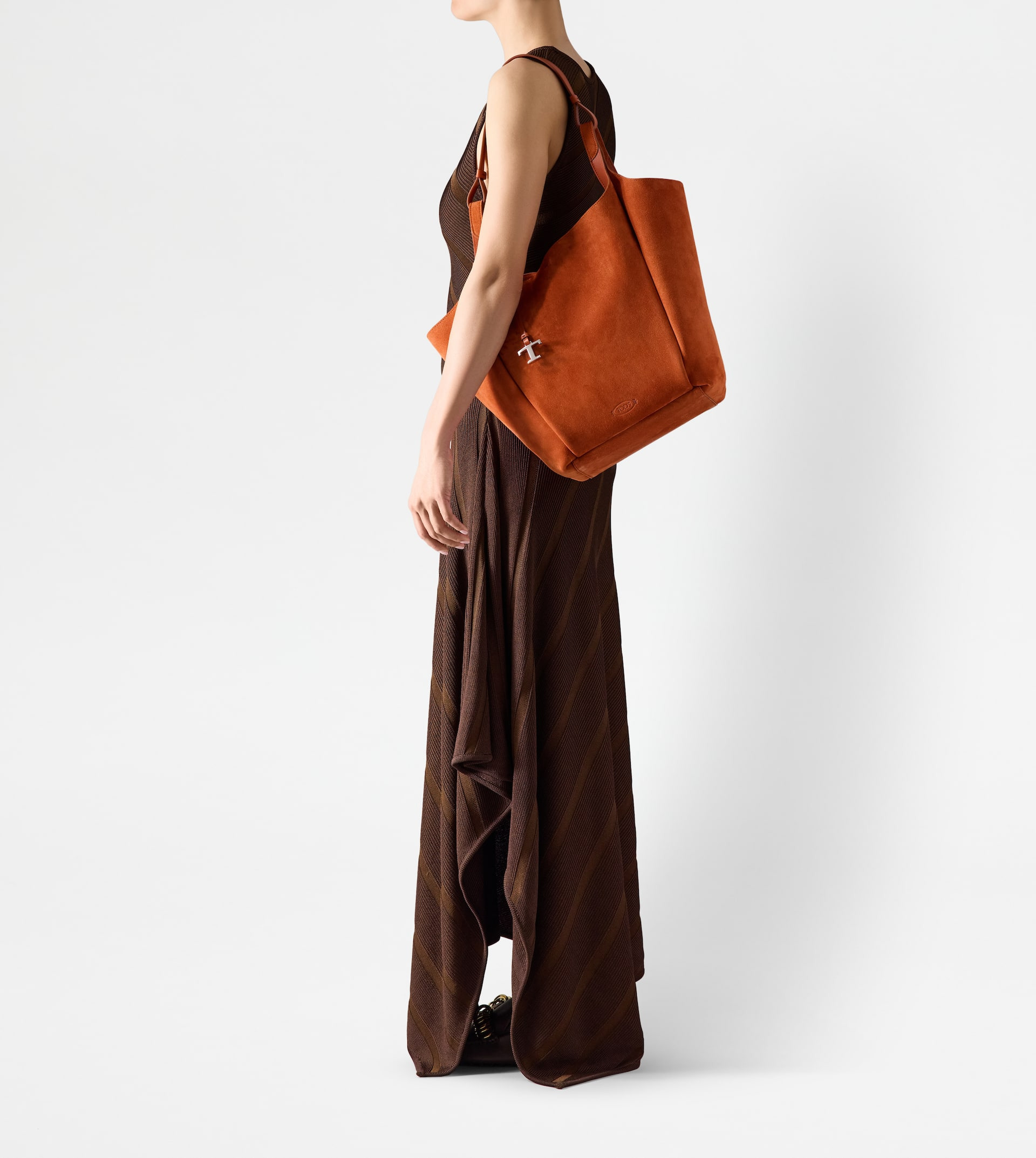 BUCKET BAG IN SUEDE MEDIUM - ORANGE - 7