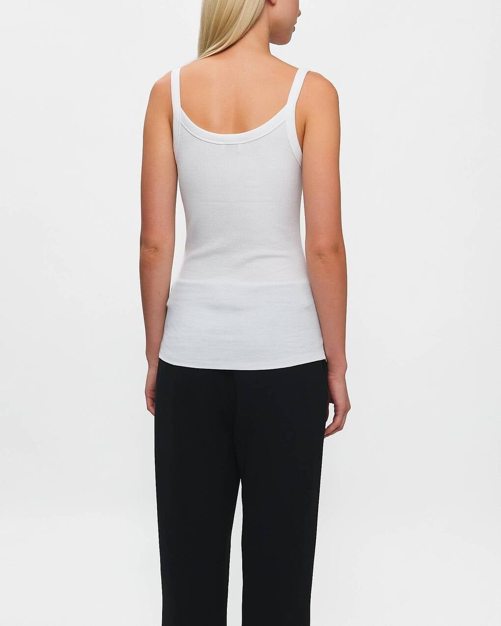 Top Fine Rib Singlet White - 4