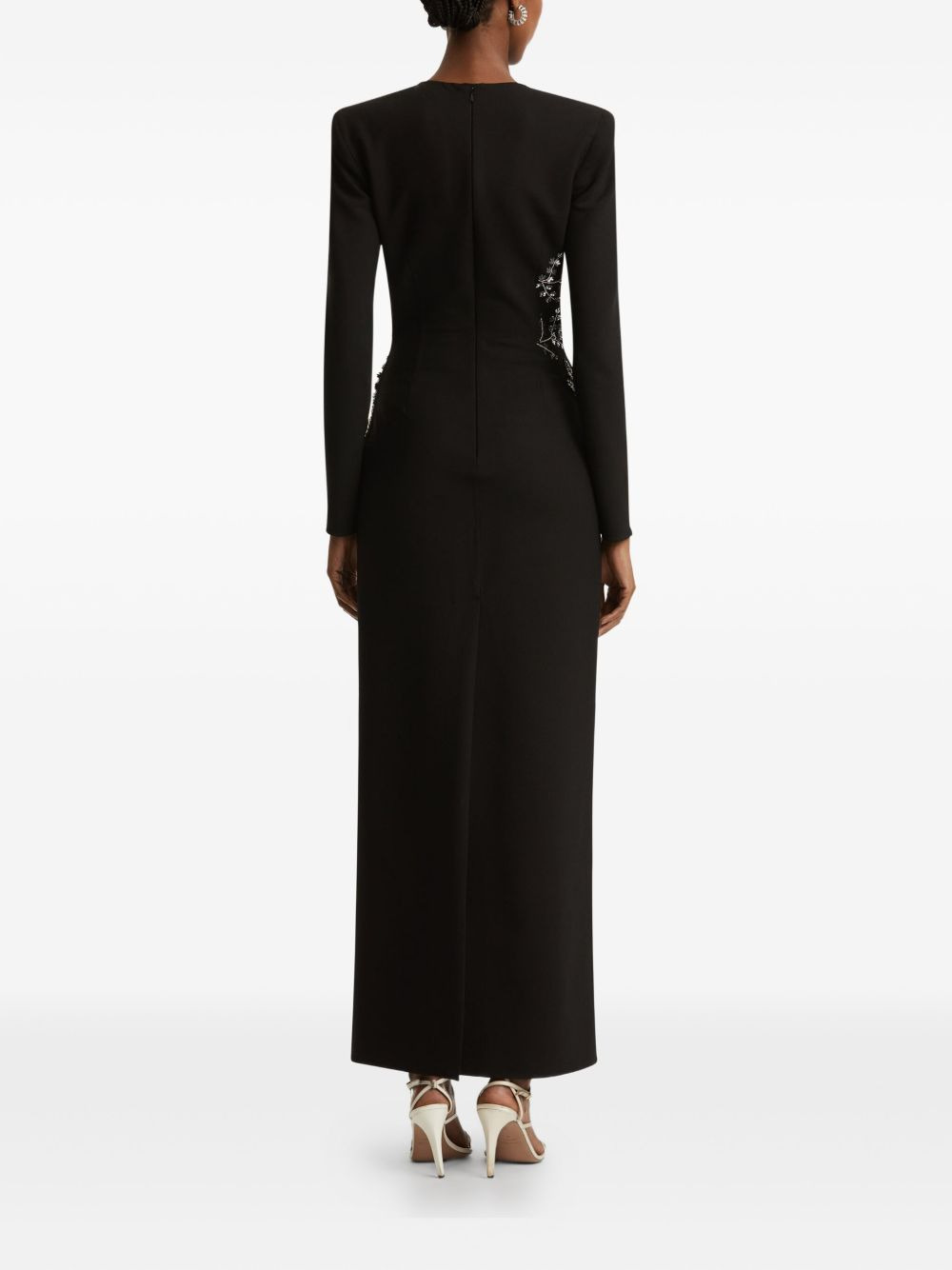 fern-embroidered long-sleeve gown - 4