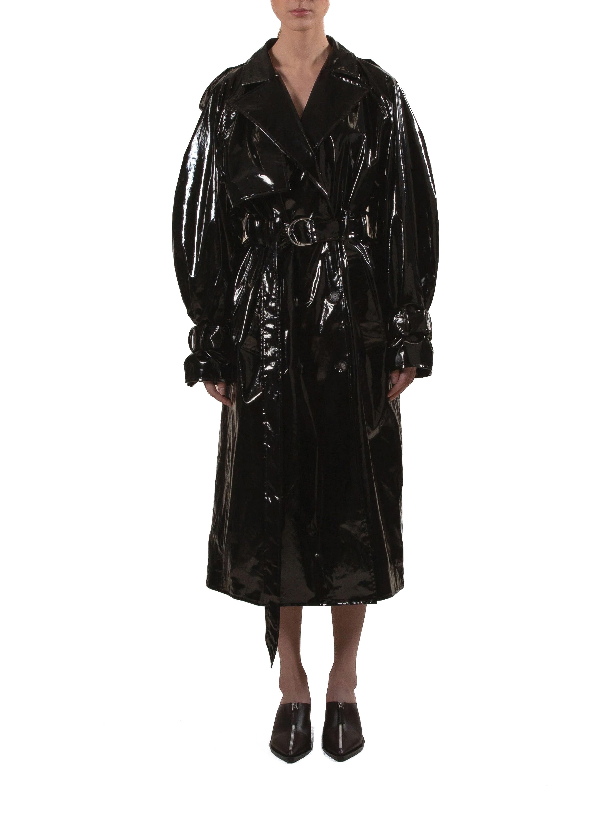 Vinyl Trench Coat Black - 1