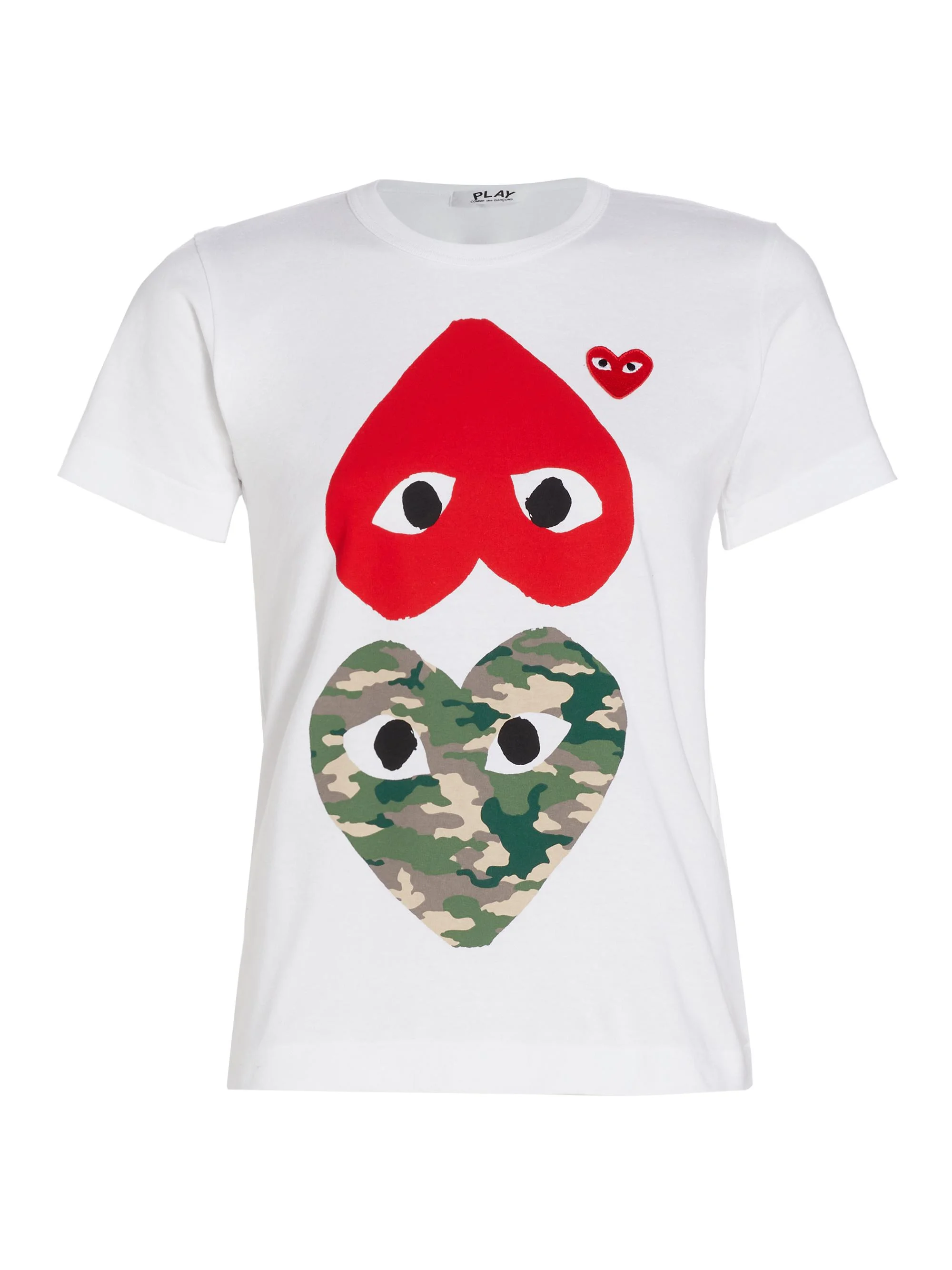Women's Camouflage-Heart-Print Cotton Jersey T-Shirt - White - 1