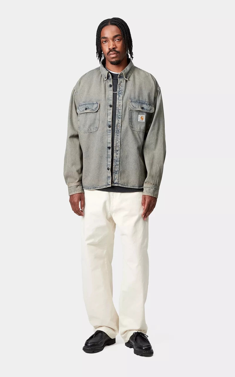 TIGAN SHIRT JAC GARMENT DYED BLUE/LEATHER - 3