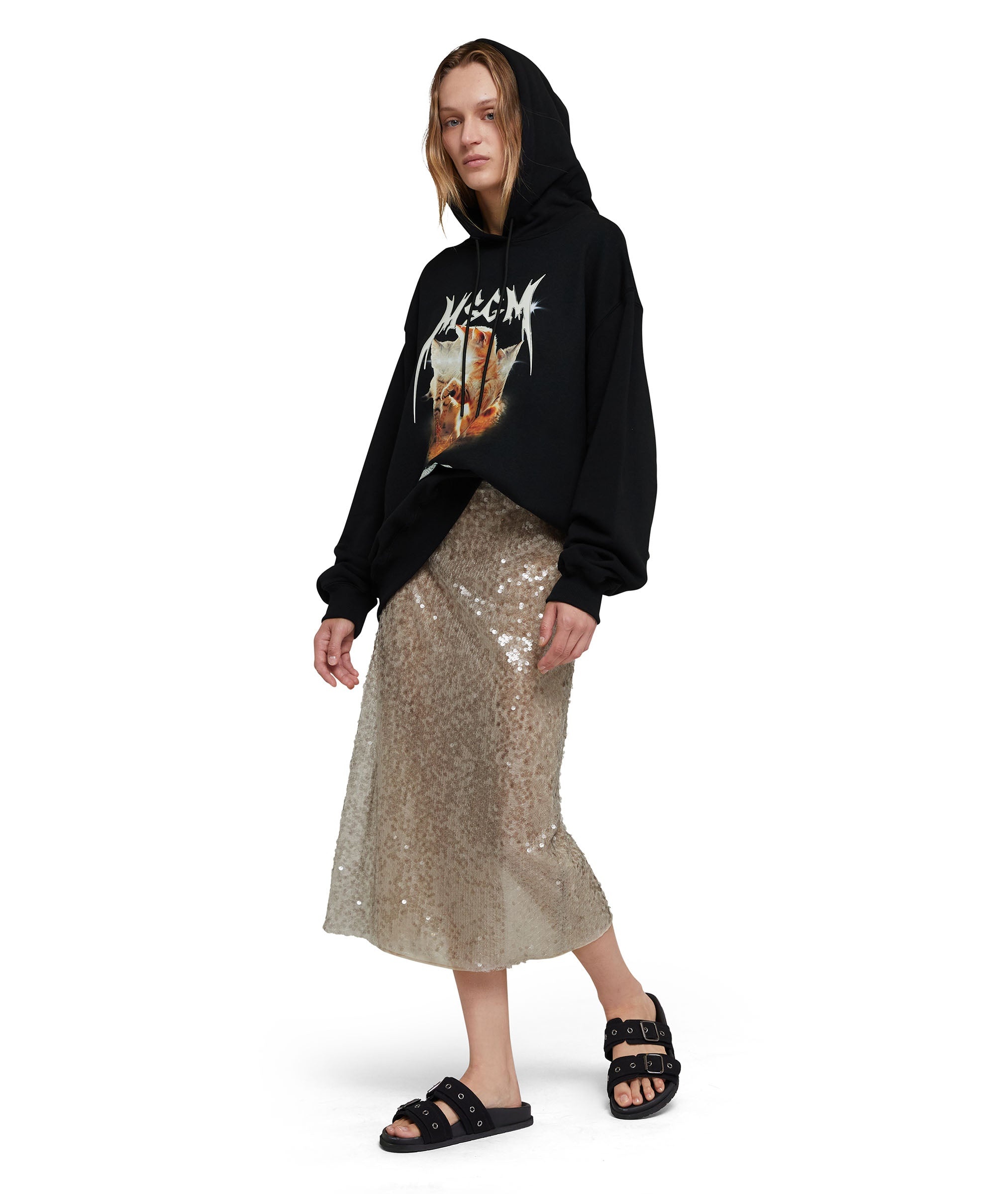 Hooded sweatshirt with "Laser eyed cat" graphic - 5