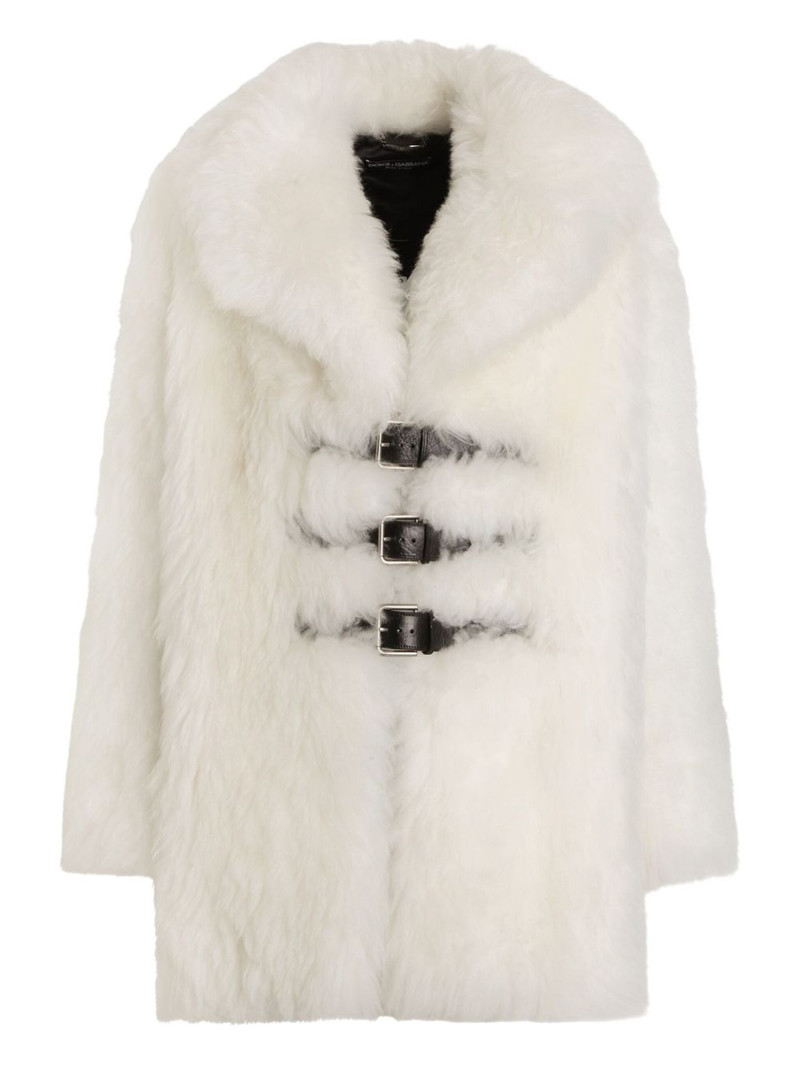 buckle-detail shearling coat 1