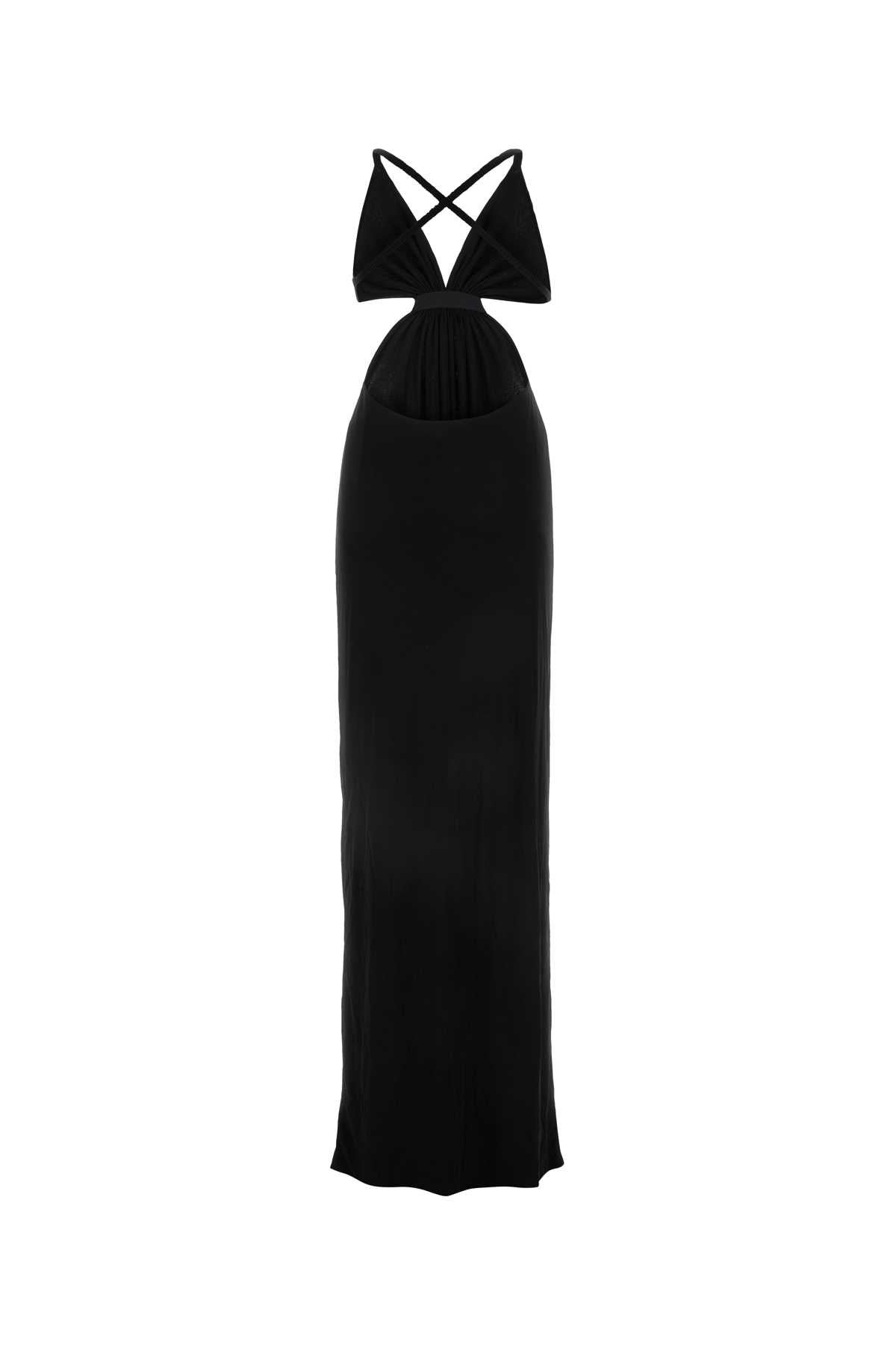 Saint Laurent Women Black Crepe Long Dress - 2