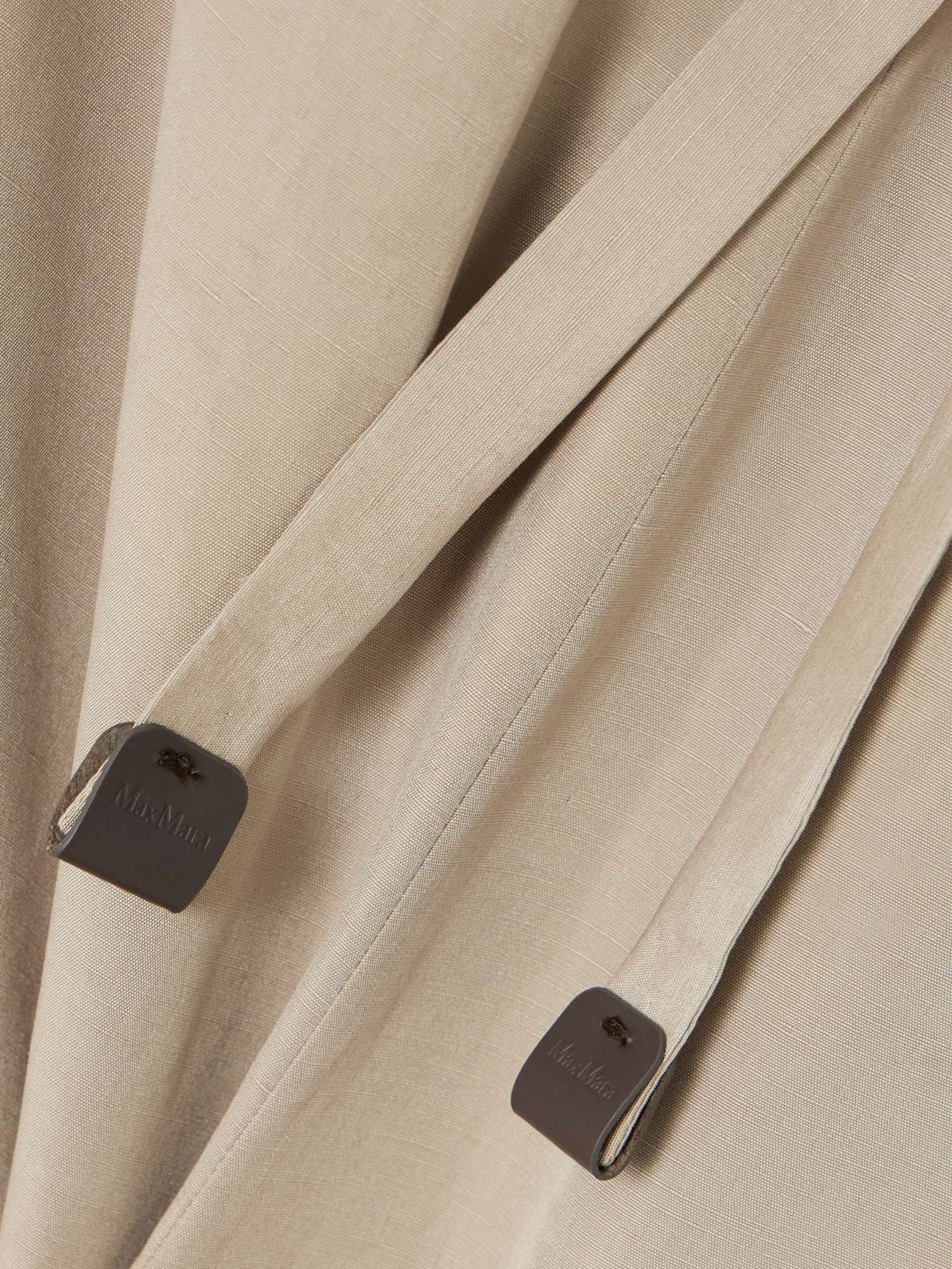 Leather-trimmed linen and silk-blend shorts Beige - 4