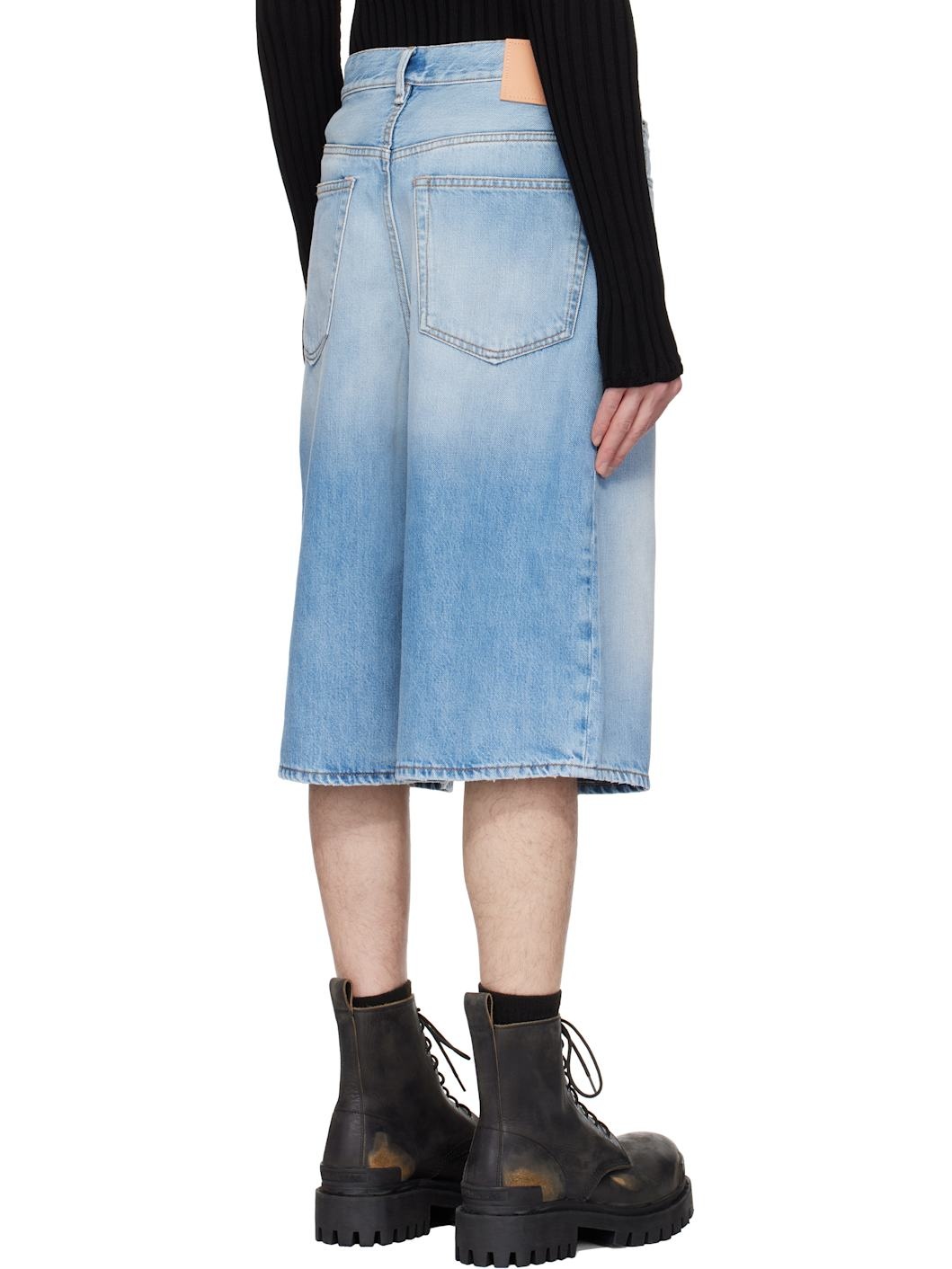 Blue Loose Fit Denim Shorts - 3