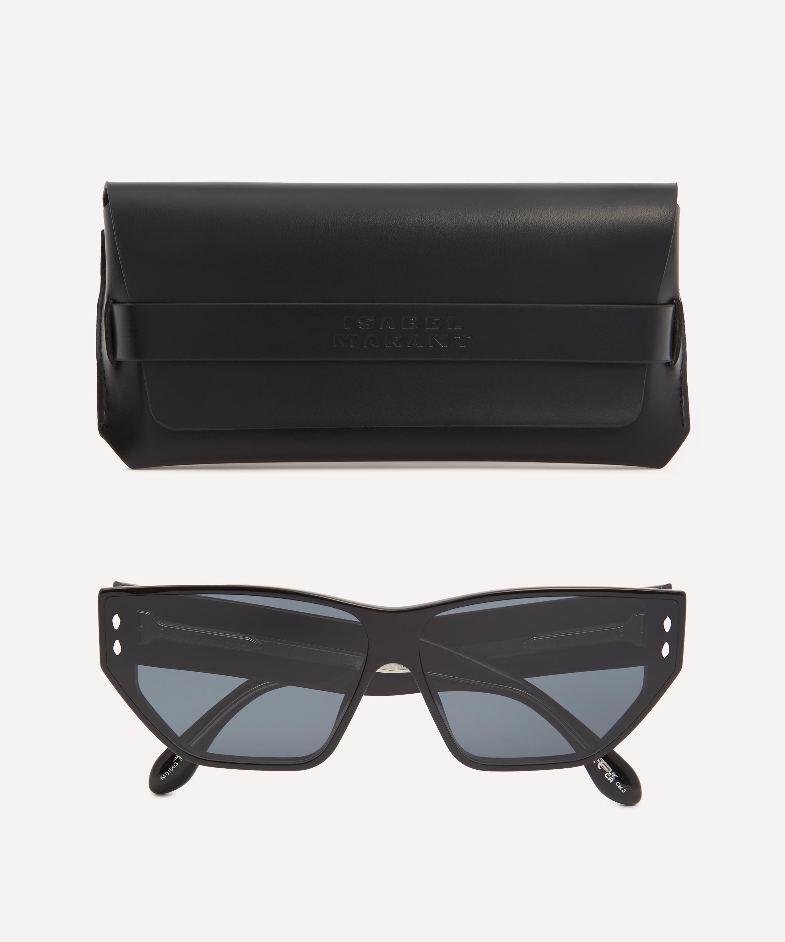 Acetate Rectangular Cat Eye Black Sunglasses - 4