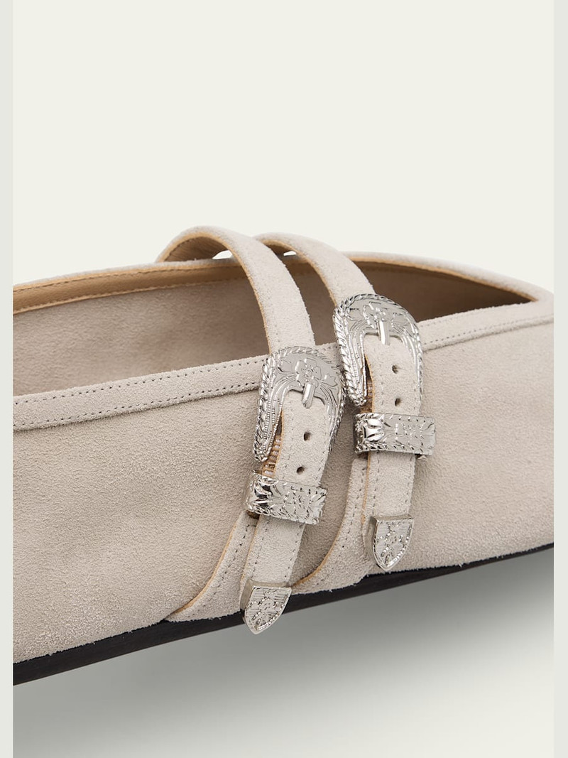 LE MONDE BÉRYL Claudia Suede Western-Buckle Ballerina Flats outlook