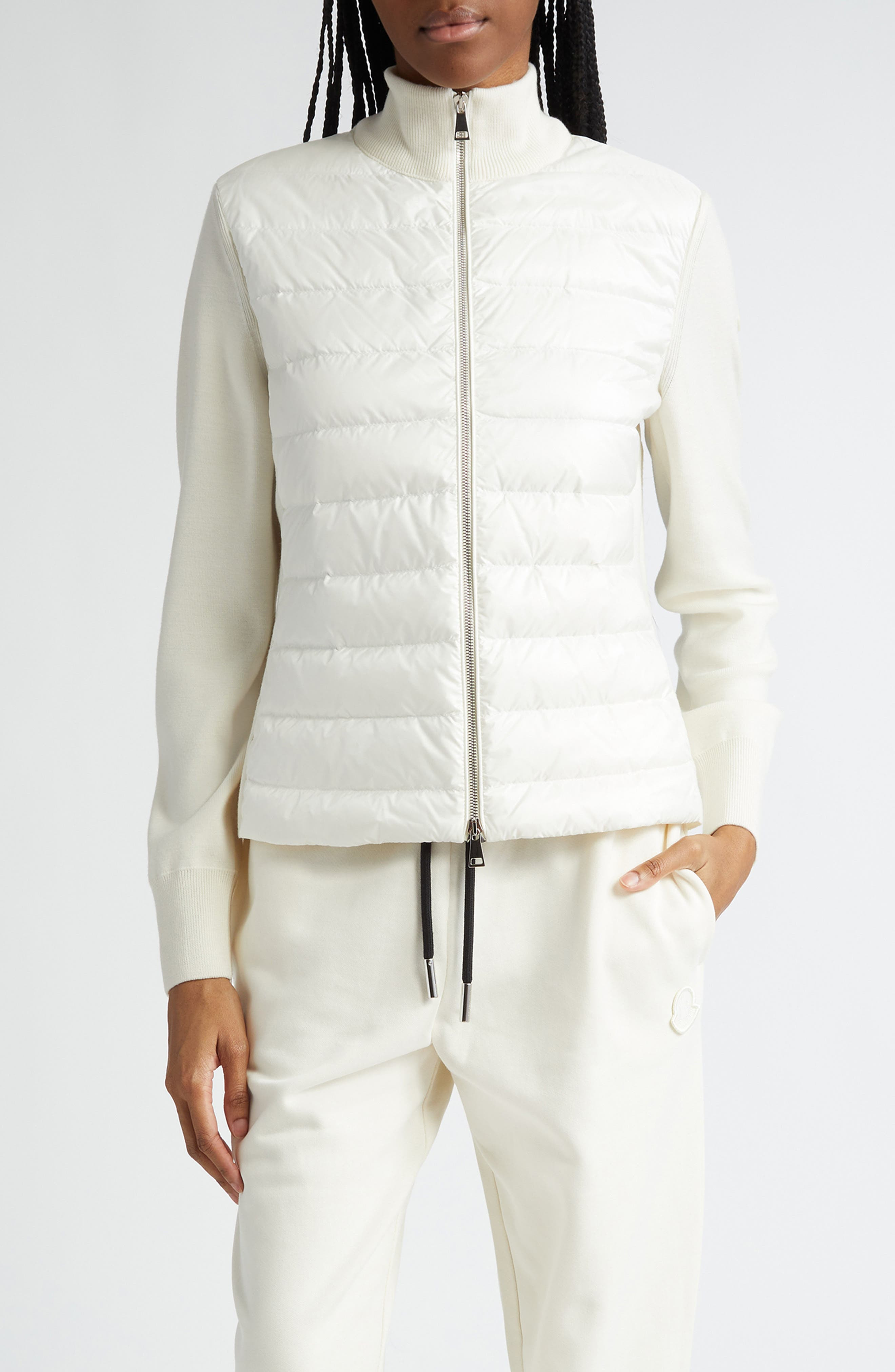 Quilted Nylon & Wool Knit Cardigan - 1