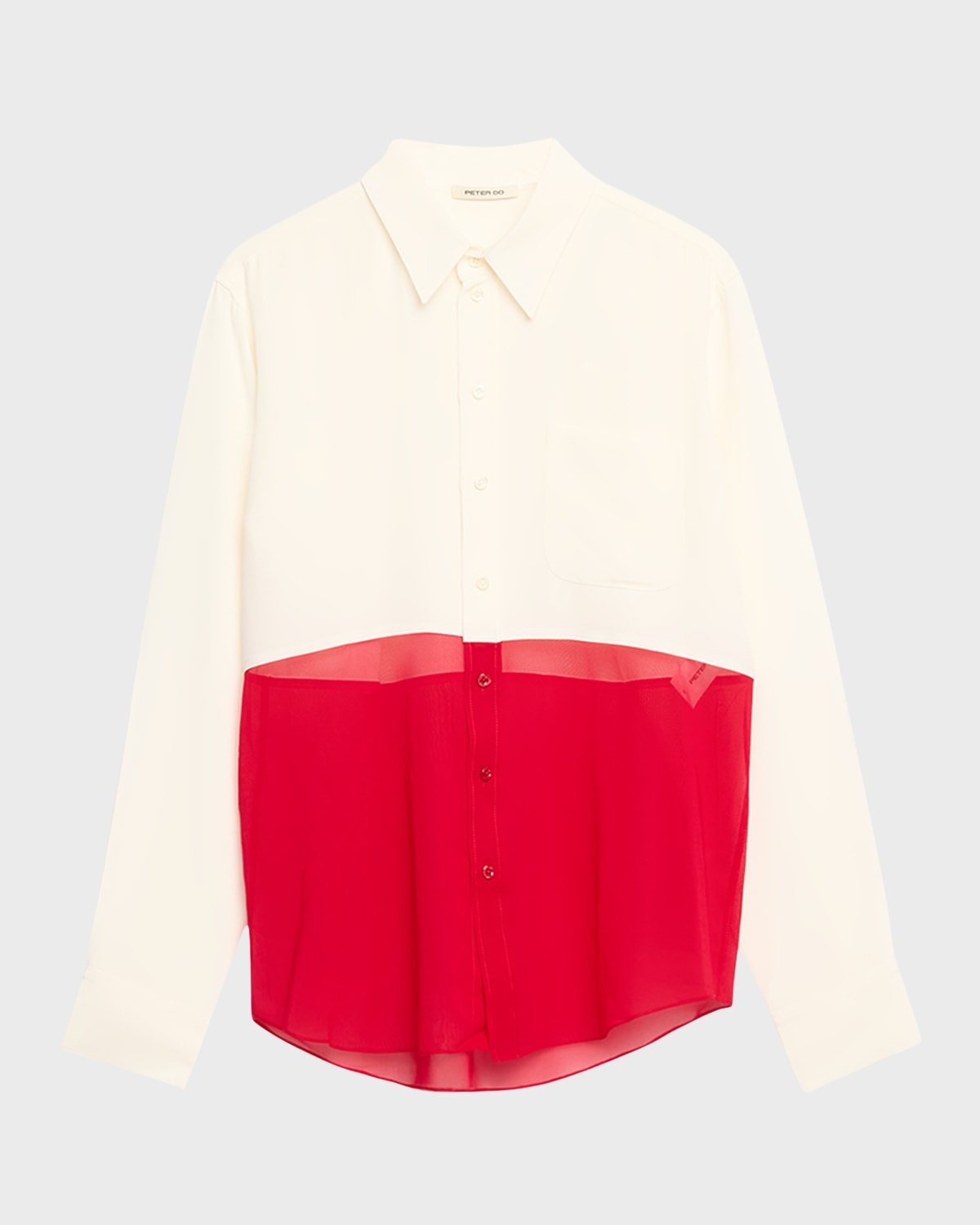 Colorblock Button-Front Office Shirt - 1