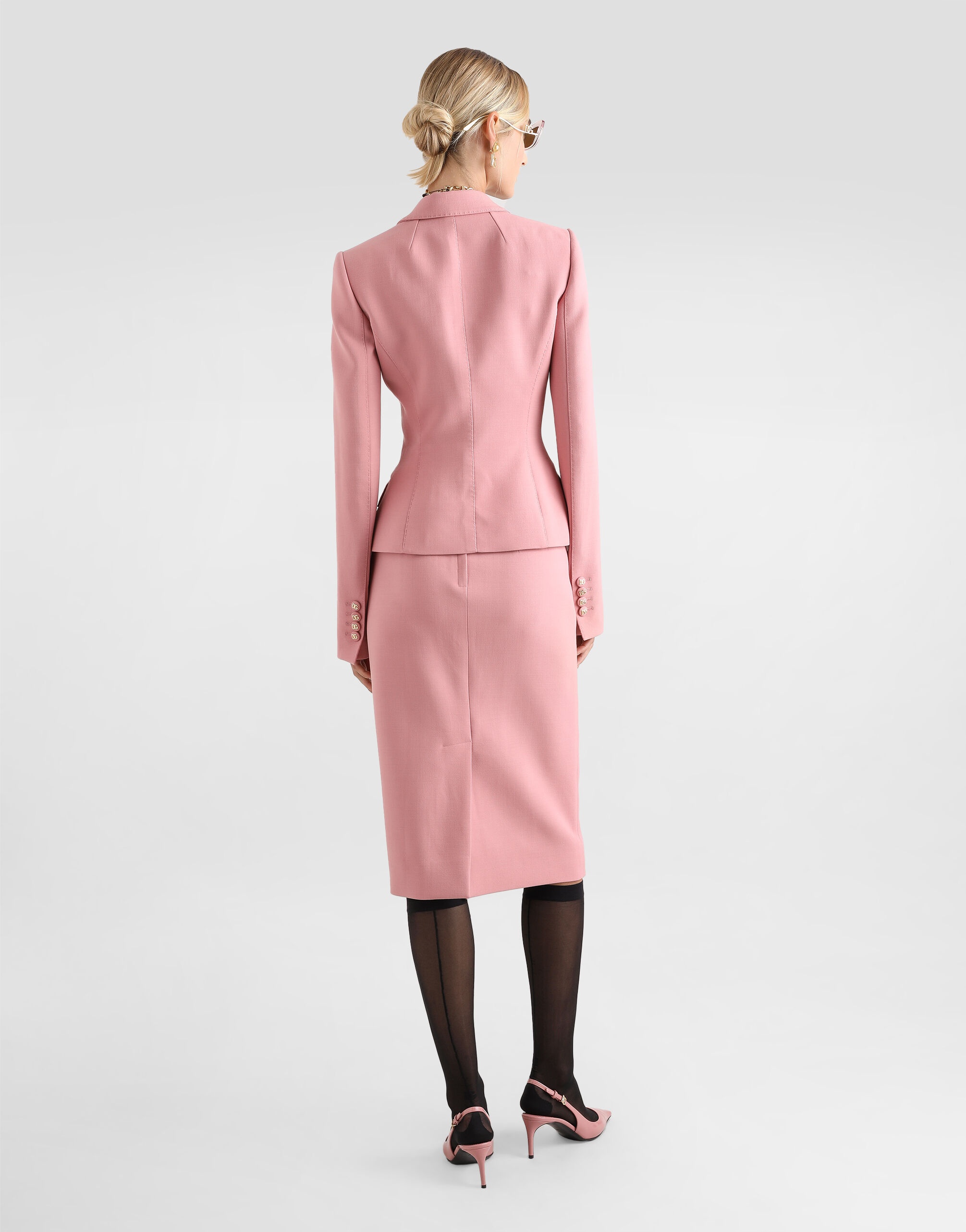 Calf-length wool pencil skirt with DG logo - 3