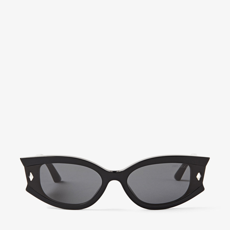 Skylar Black Oval Sunglasses with Studs - 1