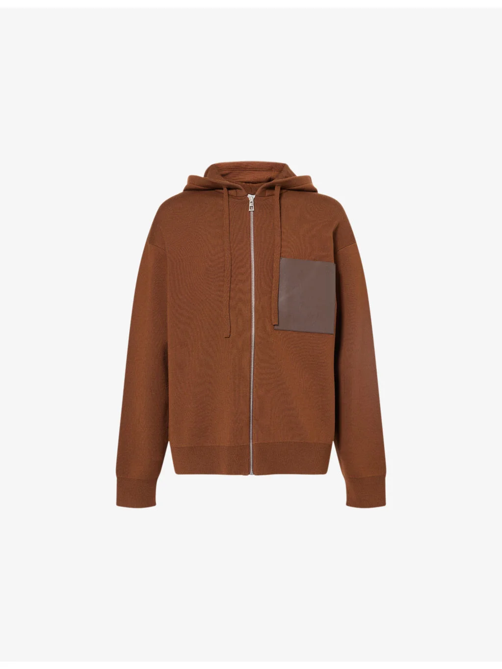 Leather Patch-Pocket Wool Hoody - 1