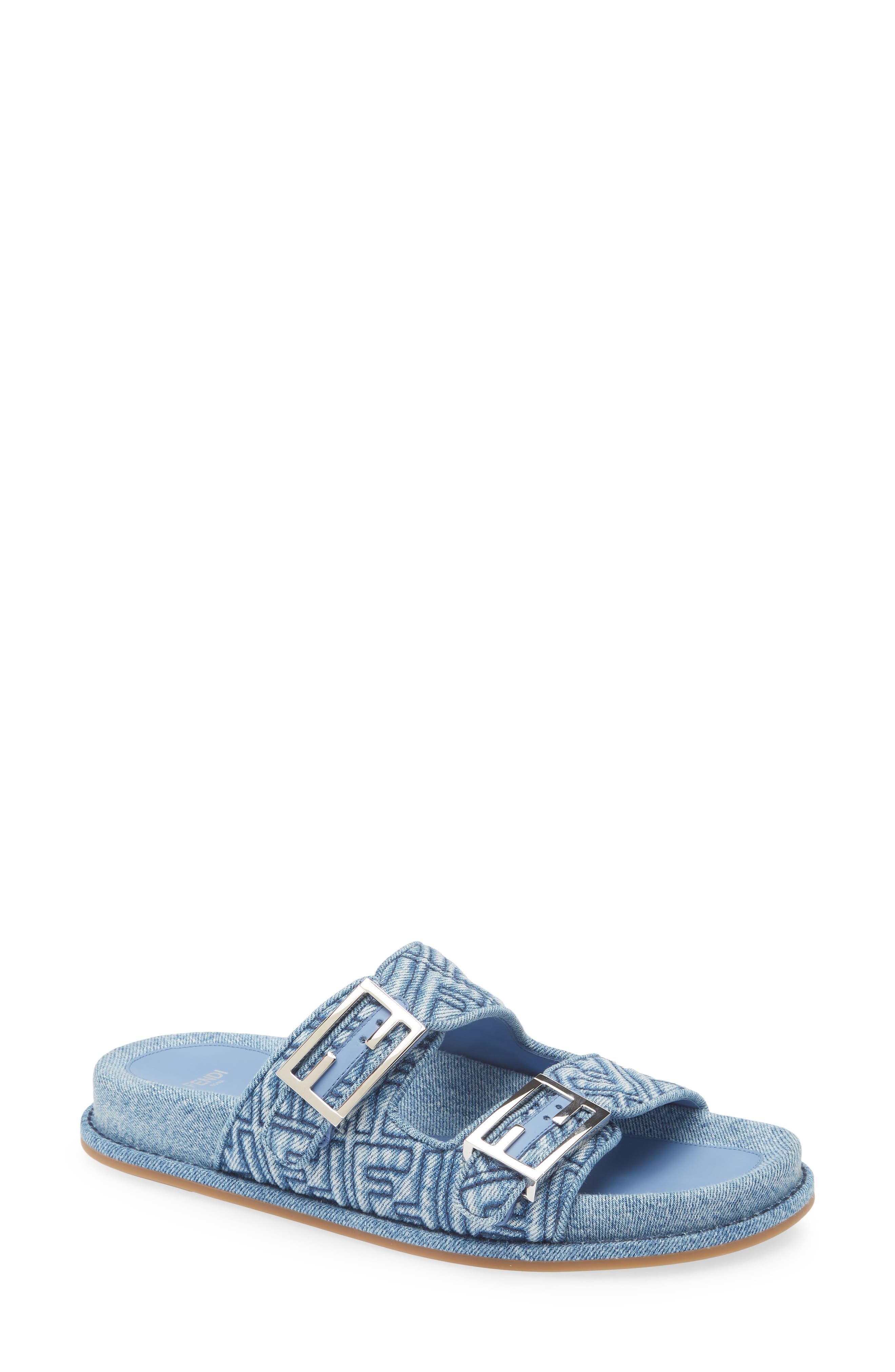 Fendi Feel Double Band Sandal in Blue at Nordstrom - 1