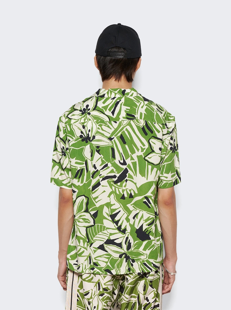 Macro Hibiscus Bowling Shirt Green 5