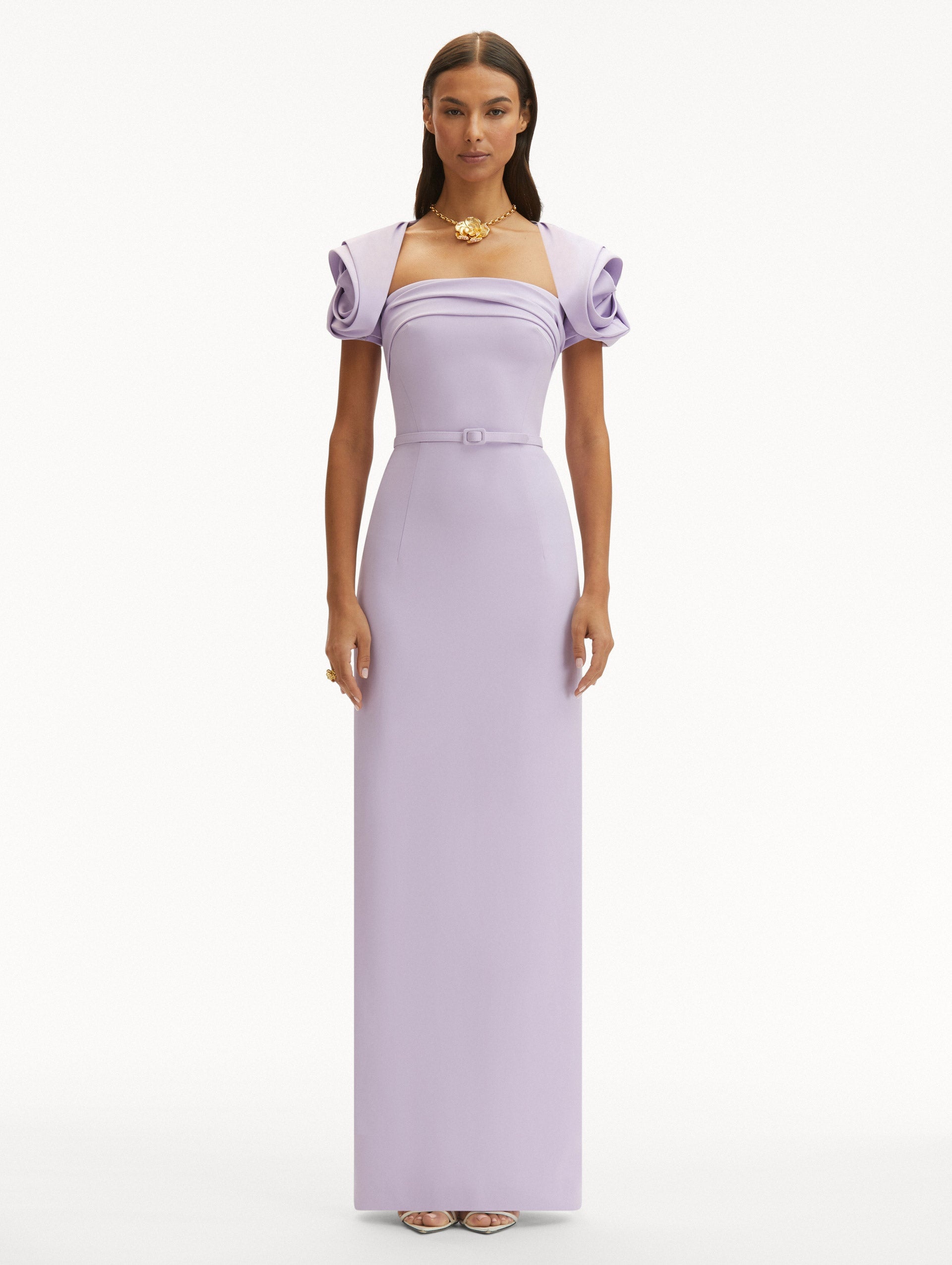 ROSETTE SLEEVE COLUMN GOWN - 4