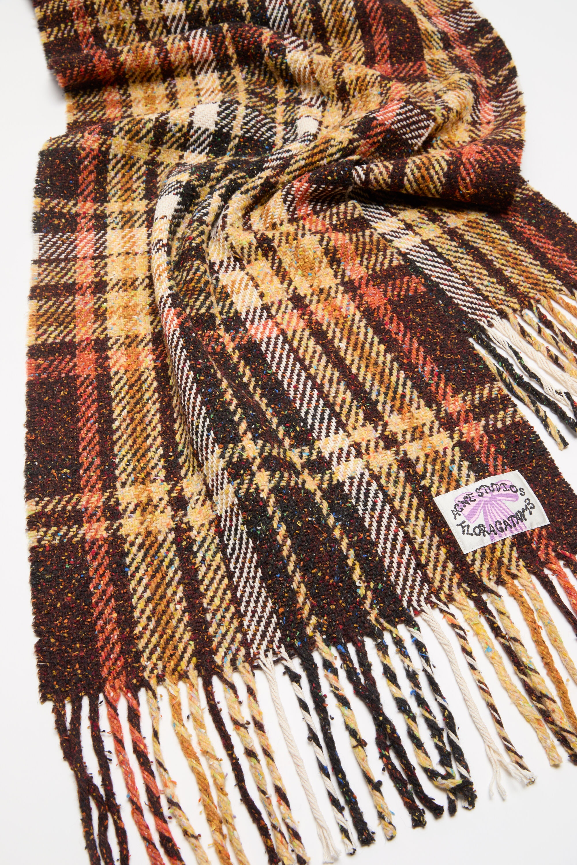 Wool check scarf - Brown - 2