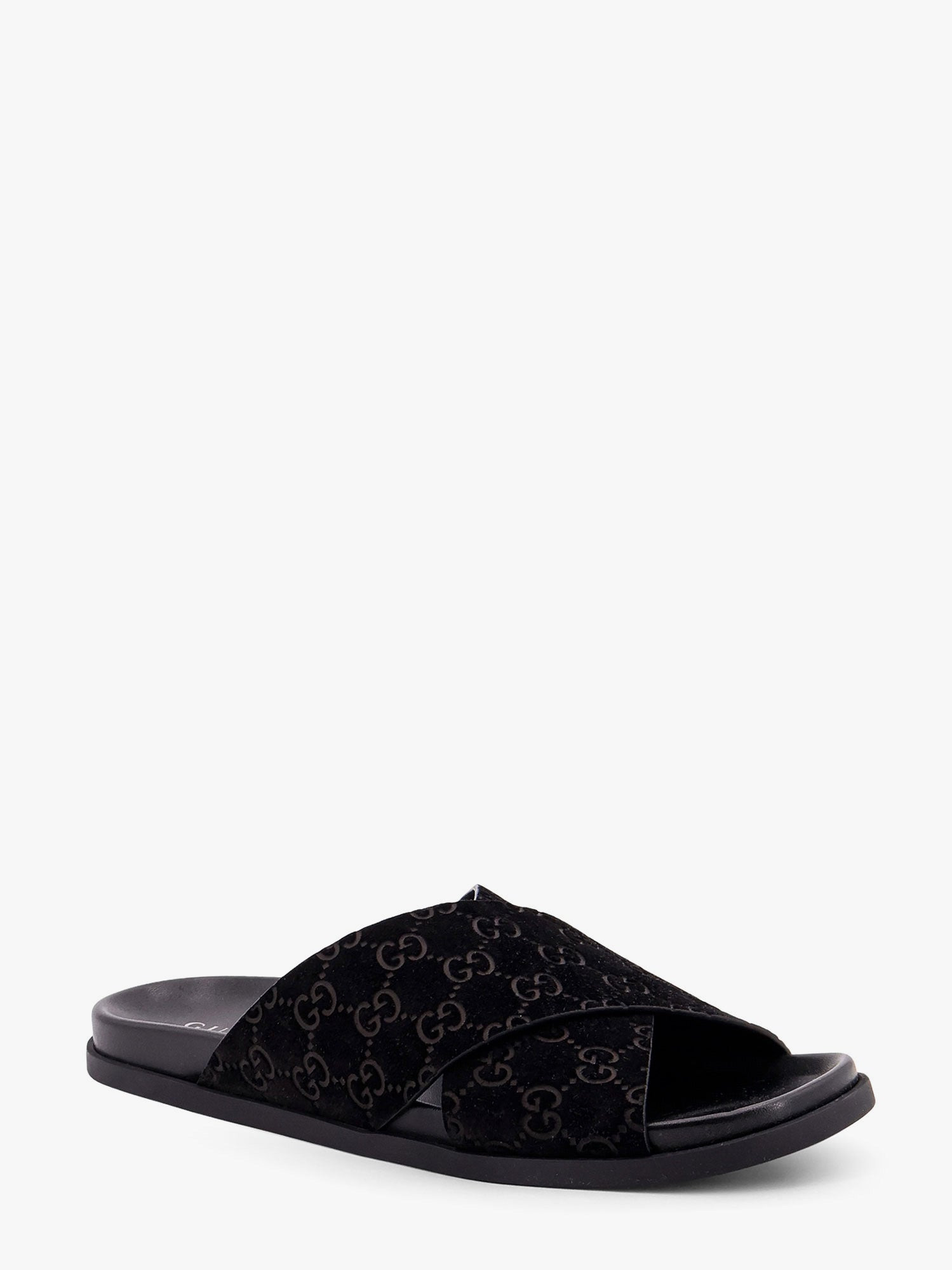 Gucci Men Leather Slides With All-Over Gg Motif - 2