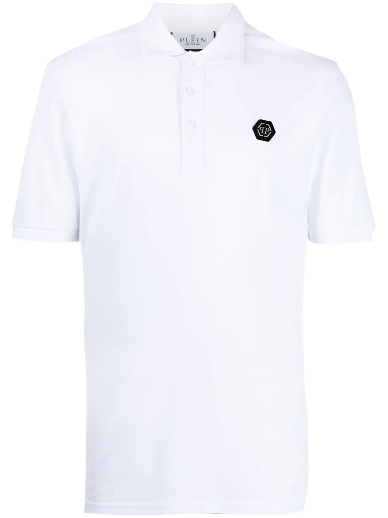 Skull-print cotton polo shirt 1