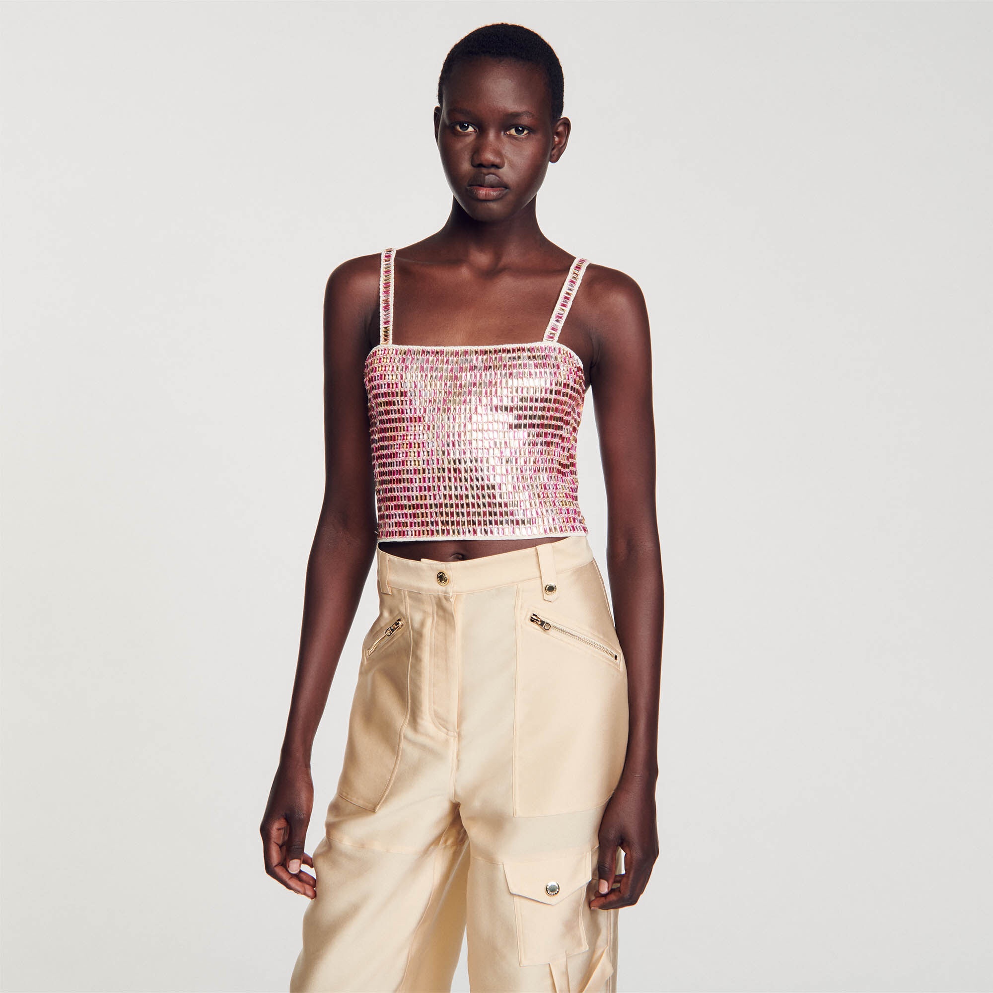 SHORT CROP TOP WITH BEADS - 5