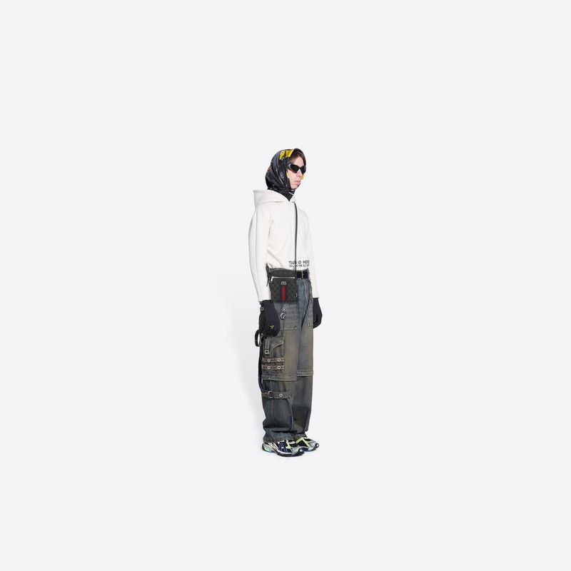 BALENCIAGA Men's Hacker Shoulder Bag In Jacquard Canvas in Black outlook