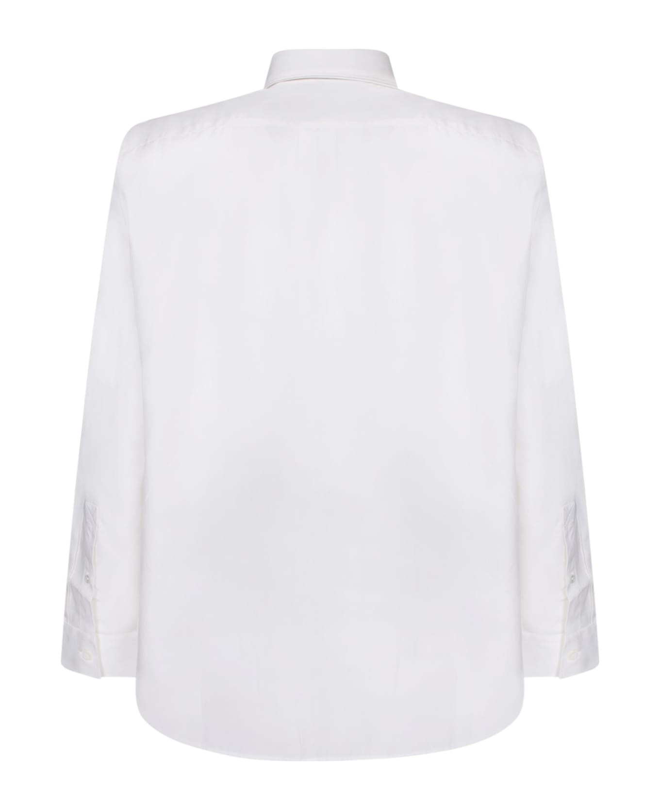 White Shirt With Classic Collar And Embroidered Logo On The Front In Cotton Man - 2