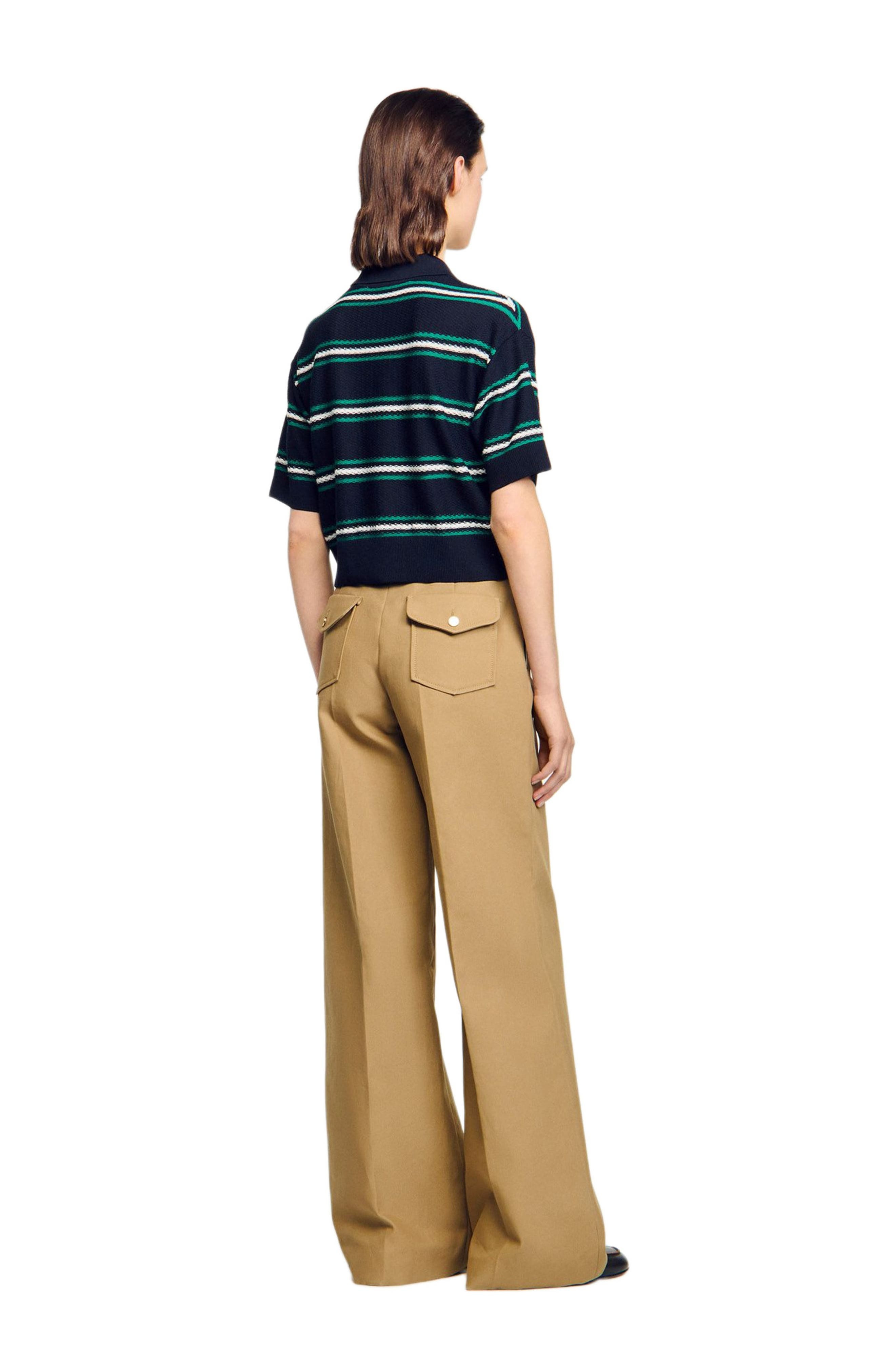 SANDRO Polo-neck striped sweater in Navy Blue at Nordstrom - 2