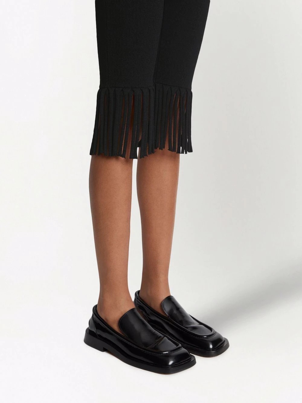 textured fringed biker shorts - 4