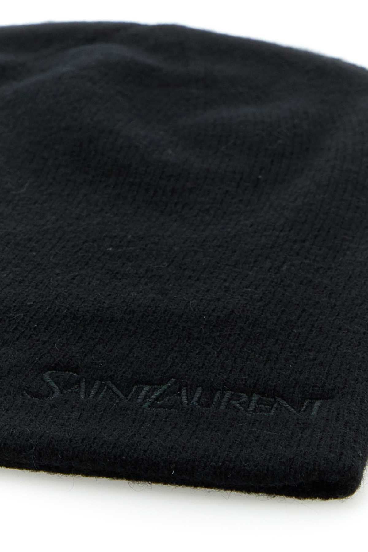 Saint Laurent Women Black Cashmere Beanie Hat - 3