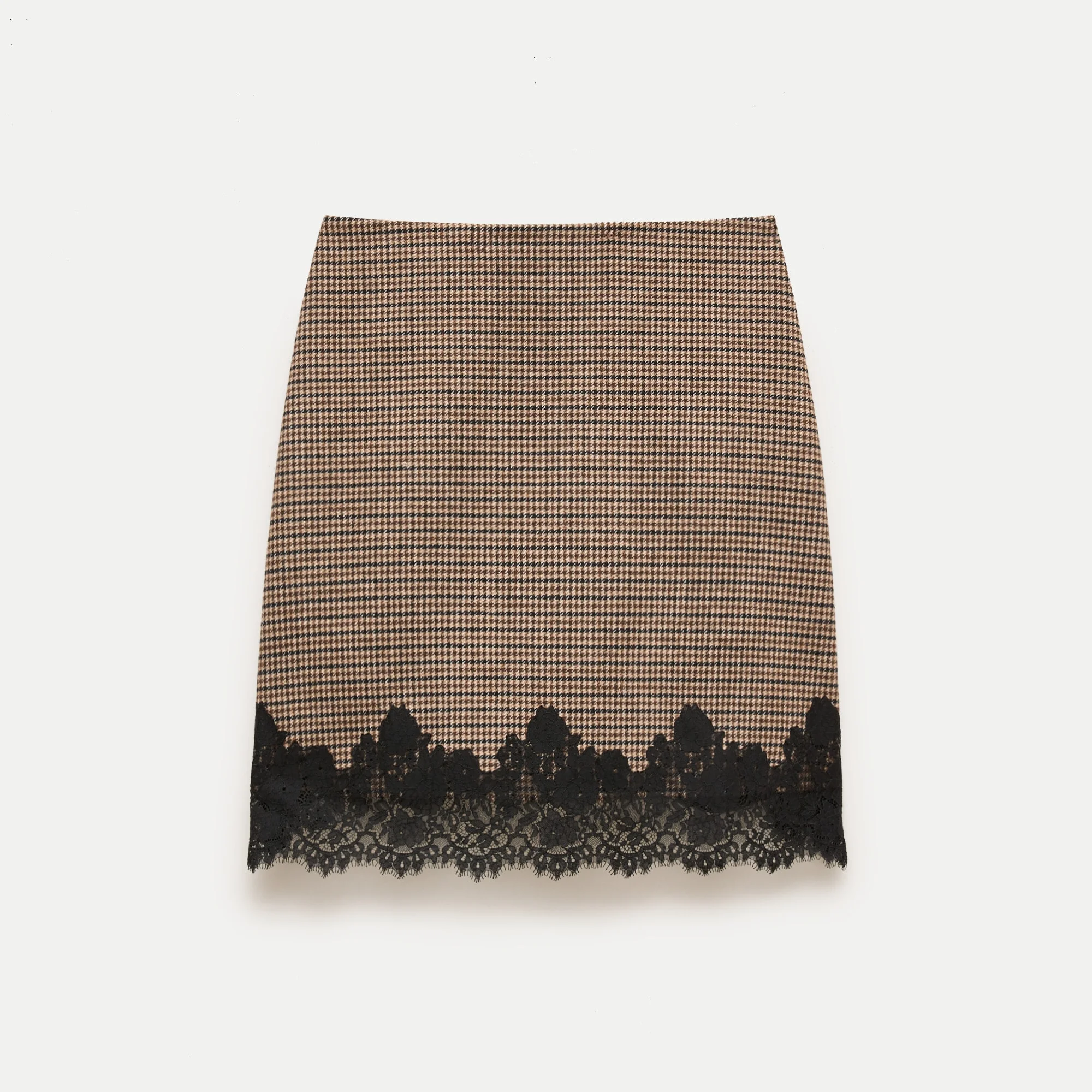 Fairfax lace skirt in houndstooth wool blend - 1