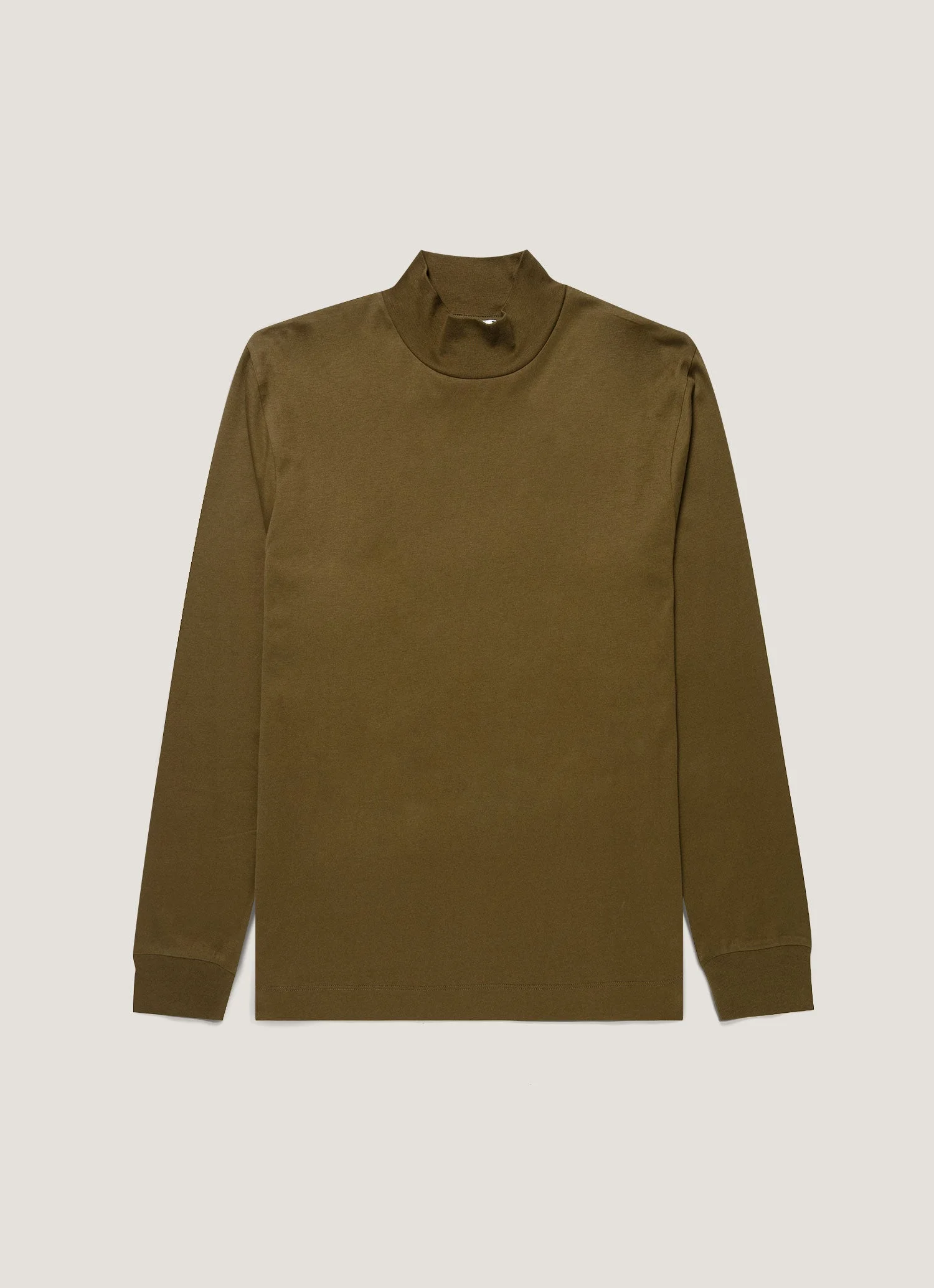 Long Sleeve Brushed Cotton Mock Neck T‑shirt - 1