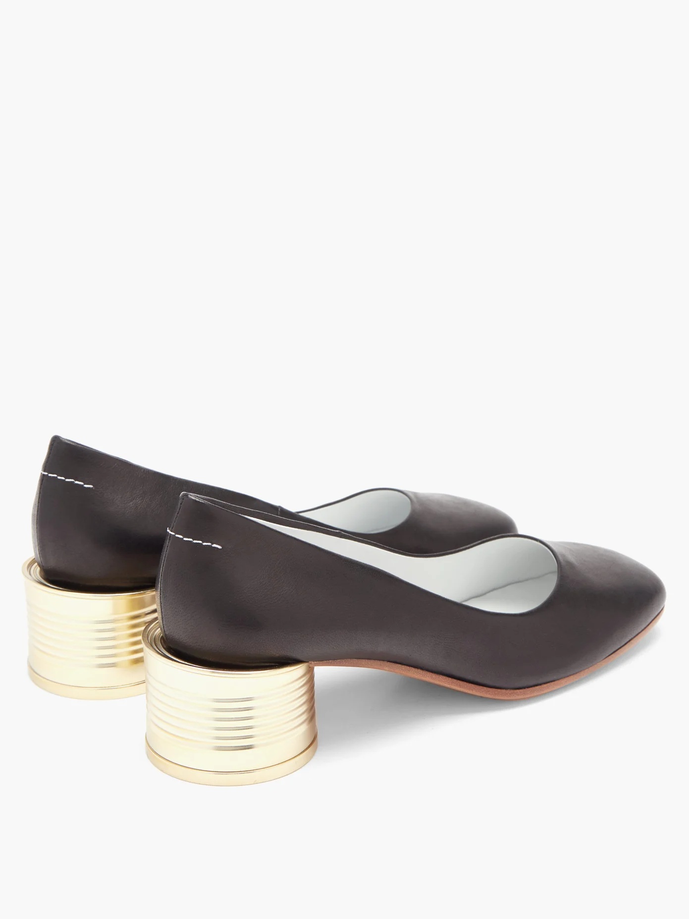 Tin can-heel leather pumps - 4